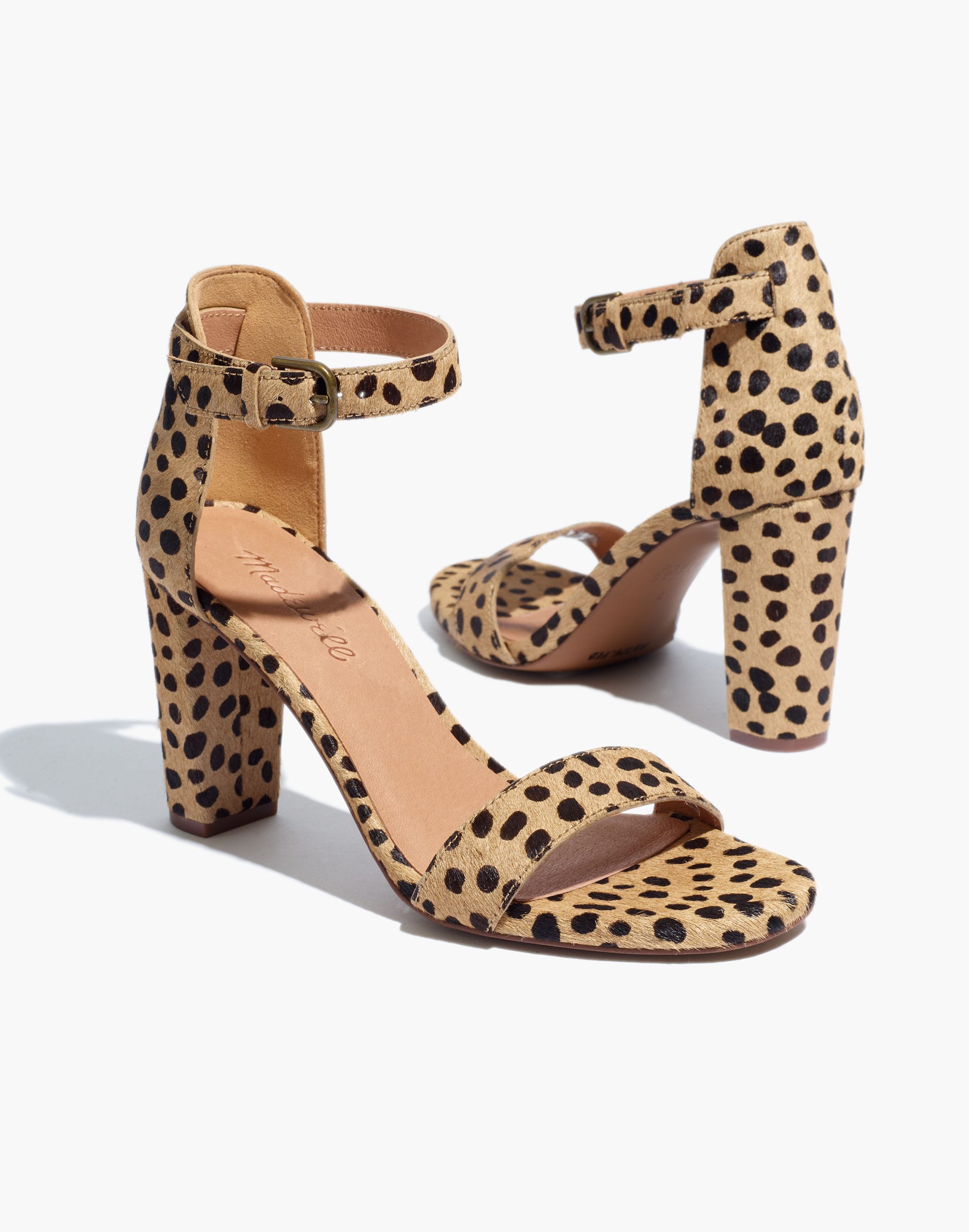 The Brooke Ankle-Strap Sandal in Spotted Calf Hair