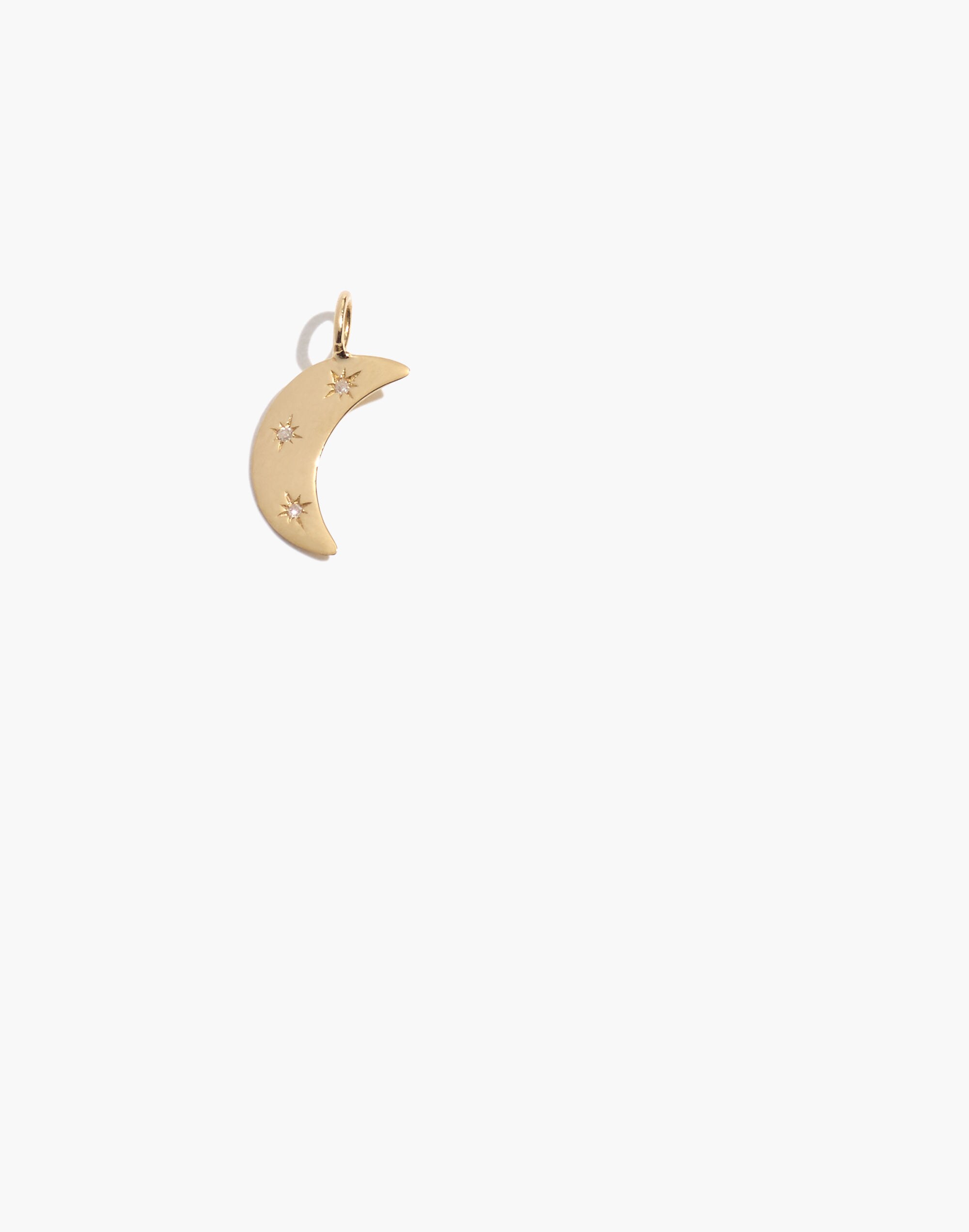 14K Gold Diamond Crescent Moon Charm