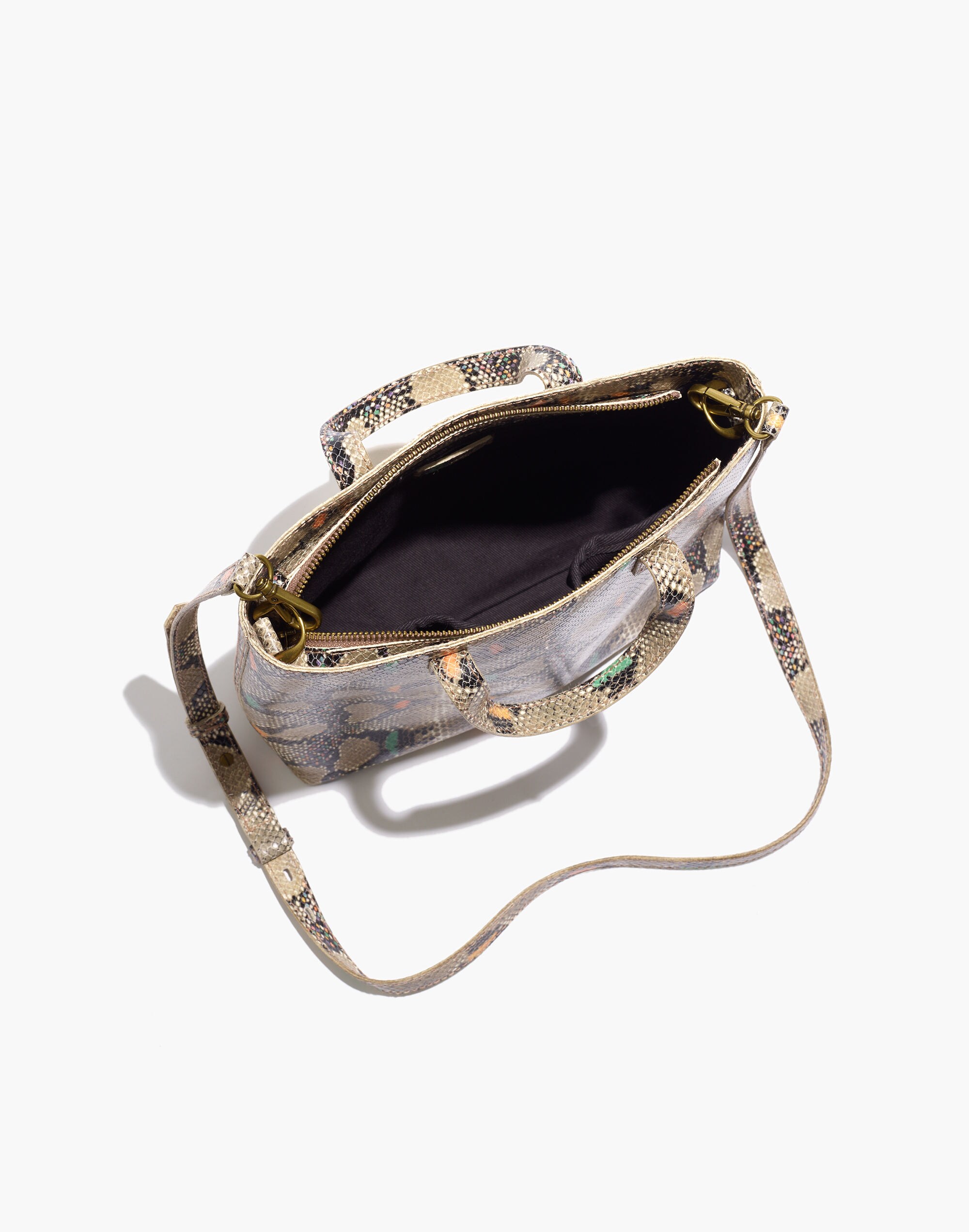 The Zip-Top Small Transport Crossbody: Snake Embossed Edition