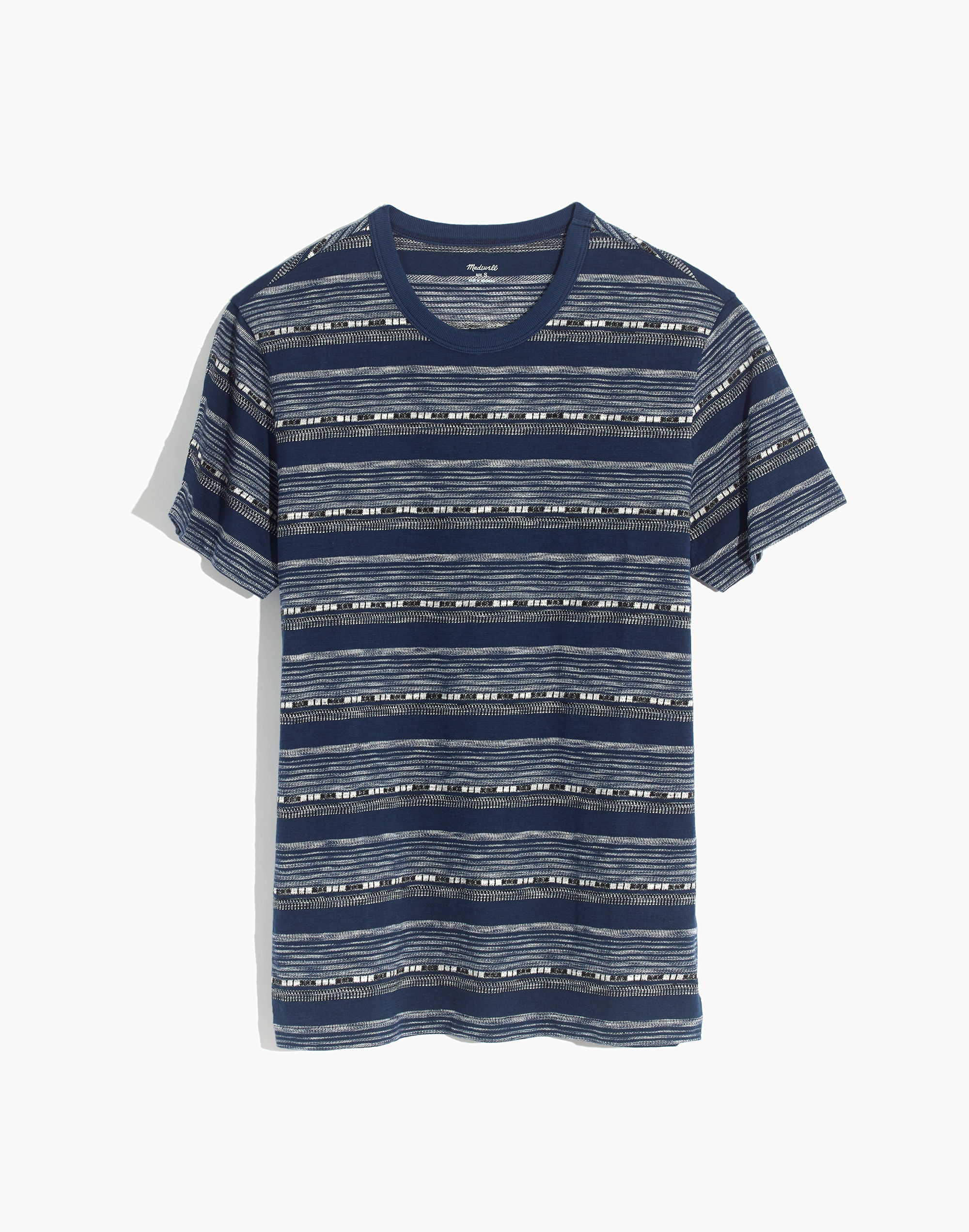 Allday Crewneck Tee in Indigo Jacquard Stripe
