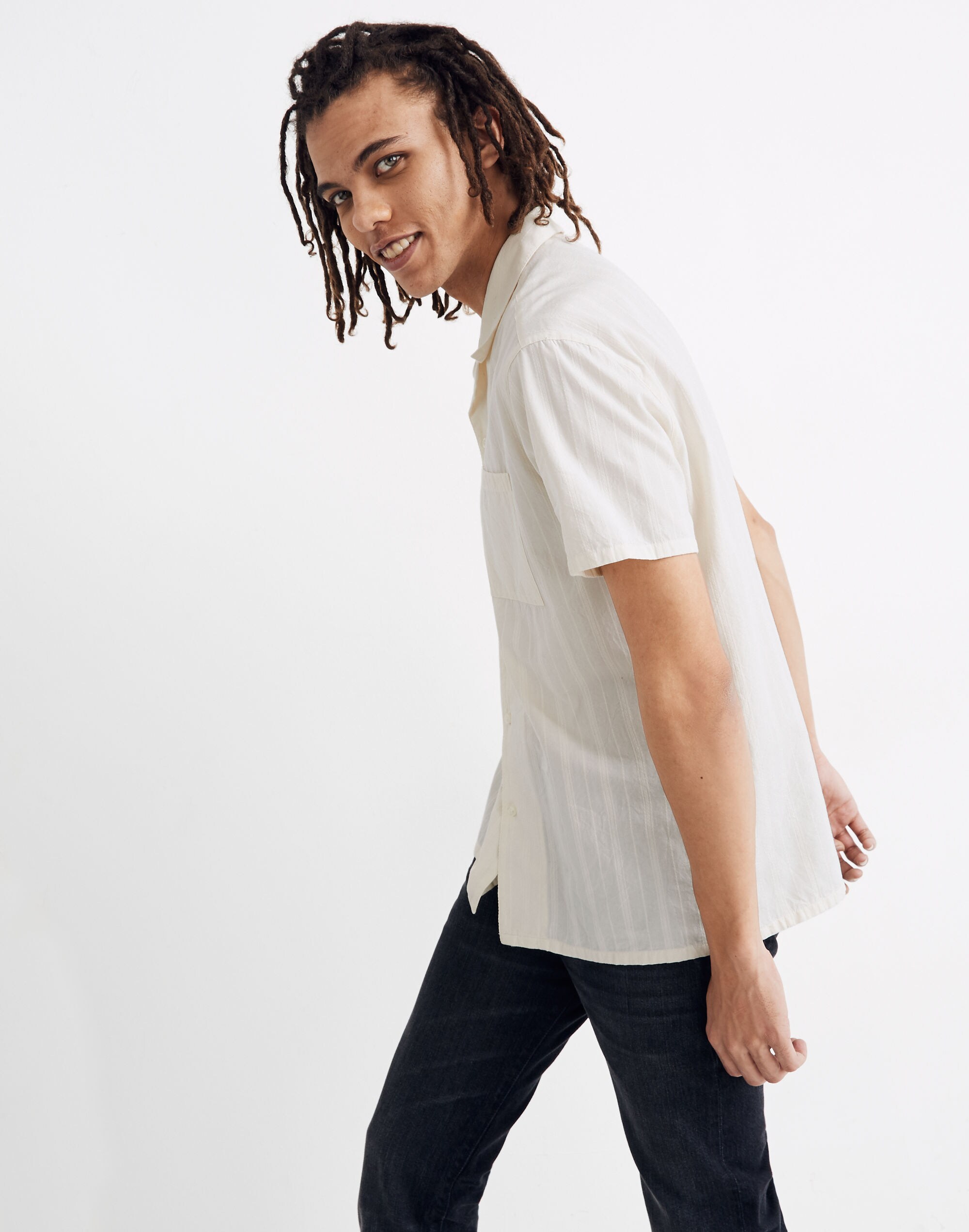 Easy Camp Shirt in Textured Stripe