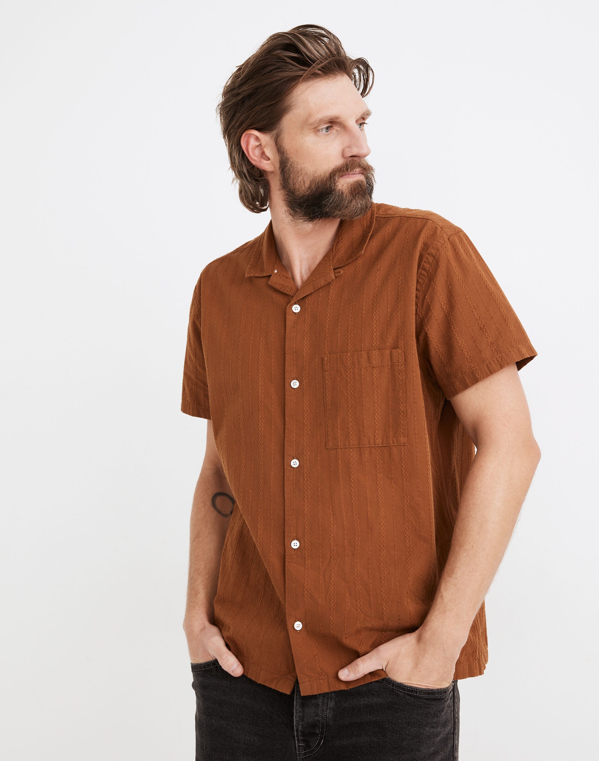 Easy Camp Shirt in Textured Stripe