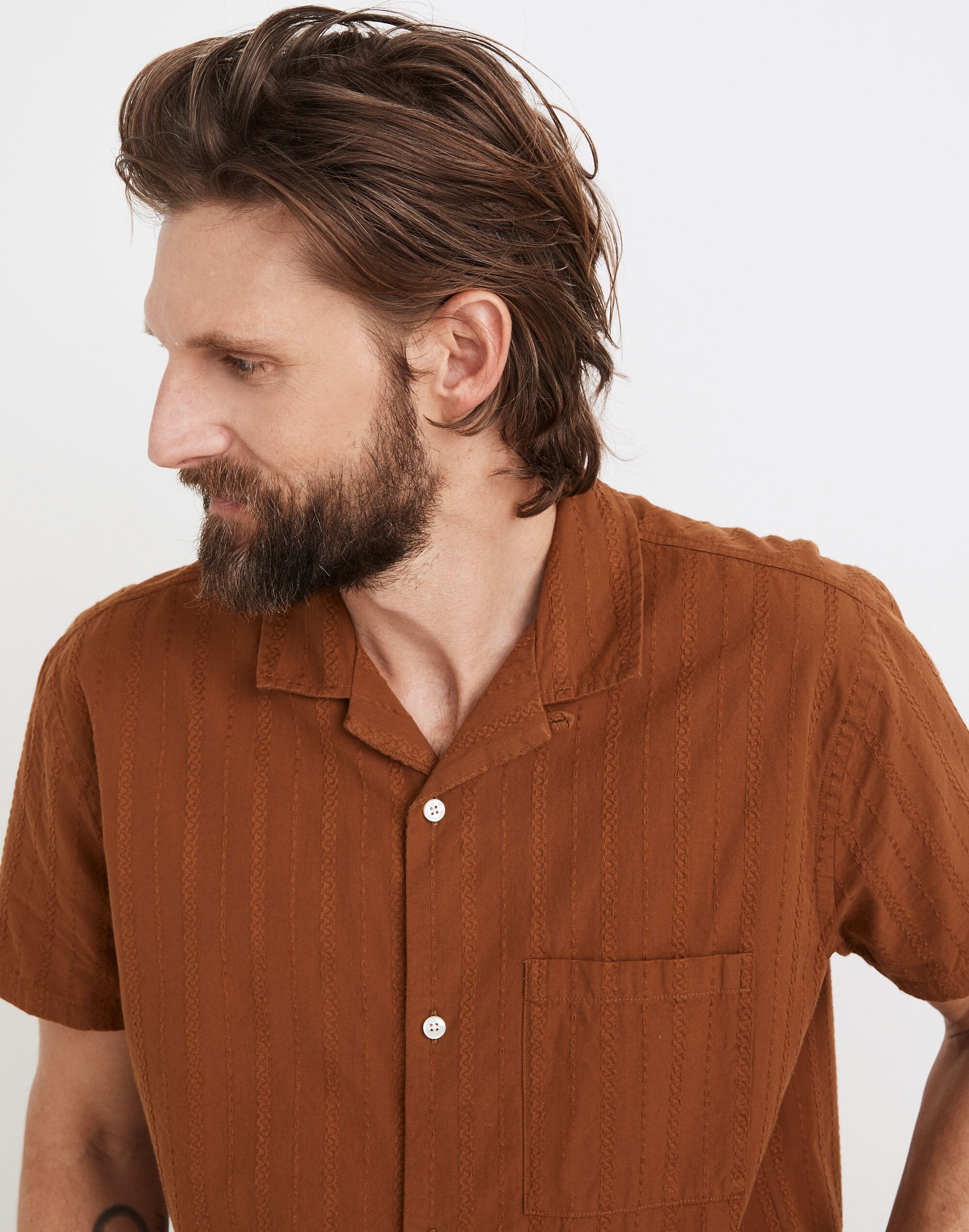 Easy Camp Shirt in Textured Stripe