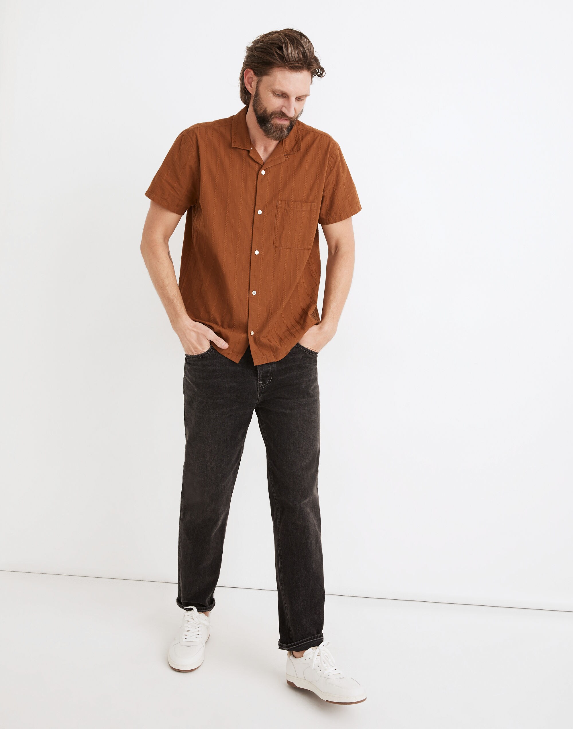 Easy Camp Shirt in Textured Stripe