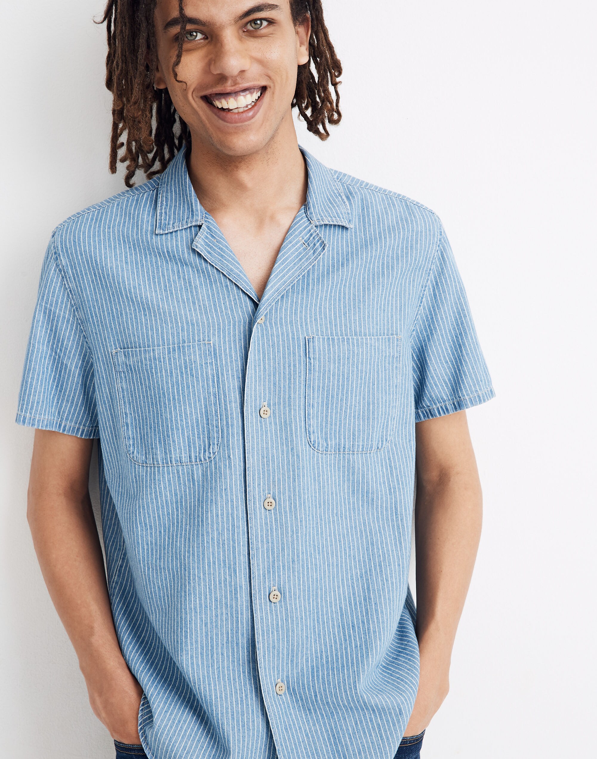 Easy Camp Shirt in Indigo Railroad Stripe