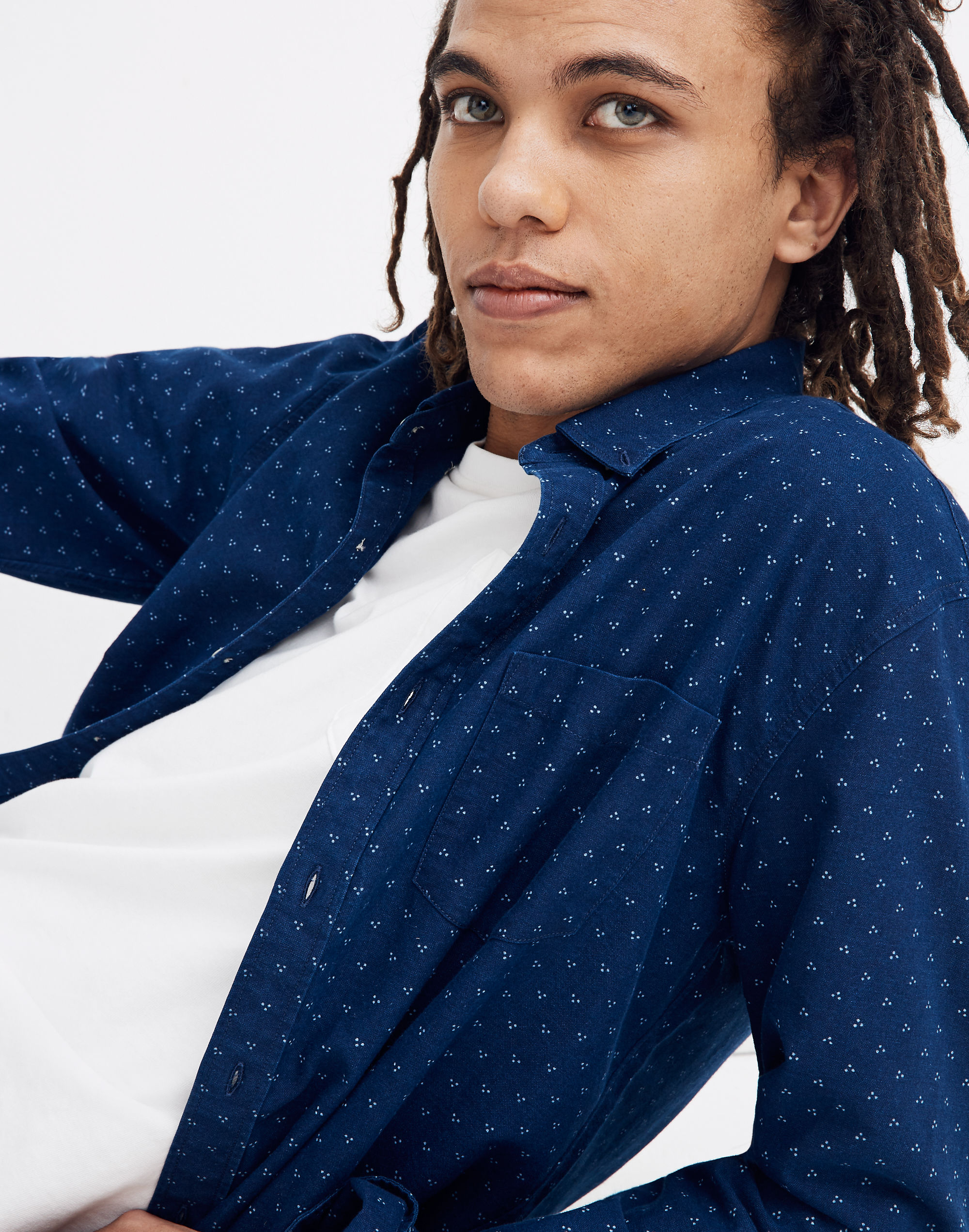 Perfect Shirt in Tri-Dot Indigo