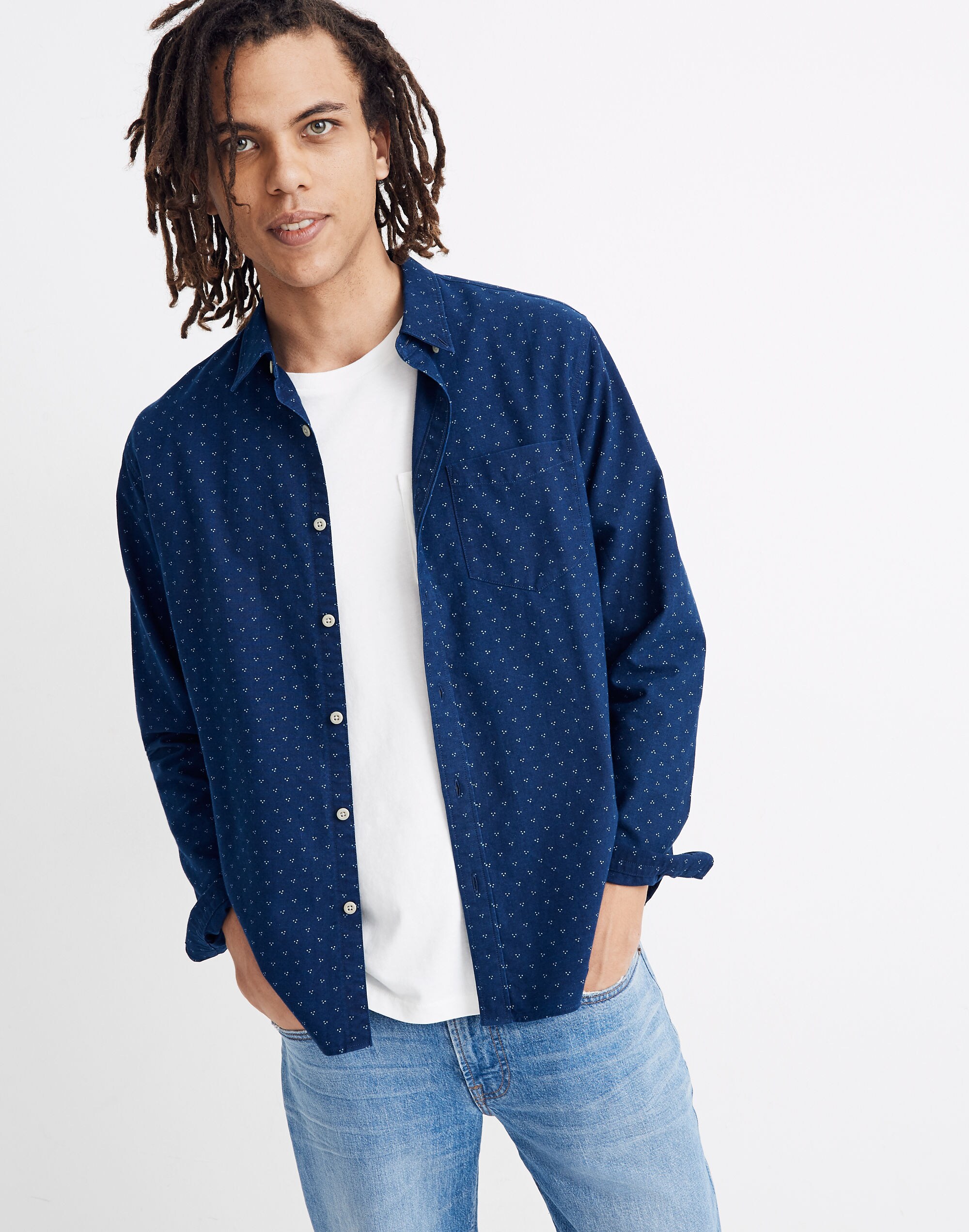 Perfect Shirt in Tri-Dot Indigo
