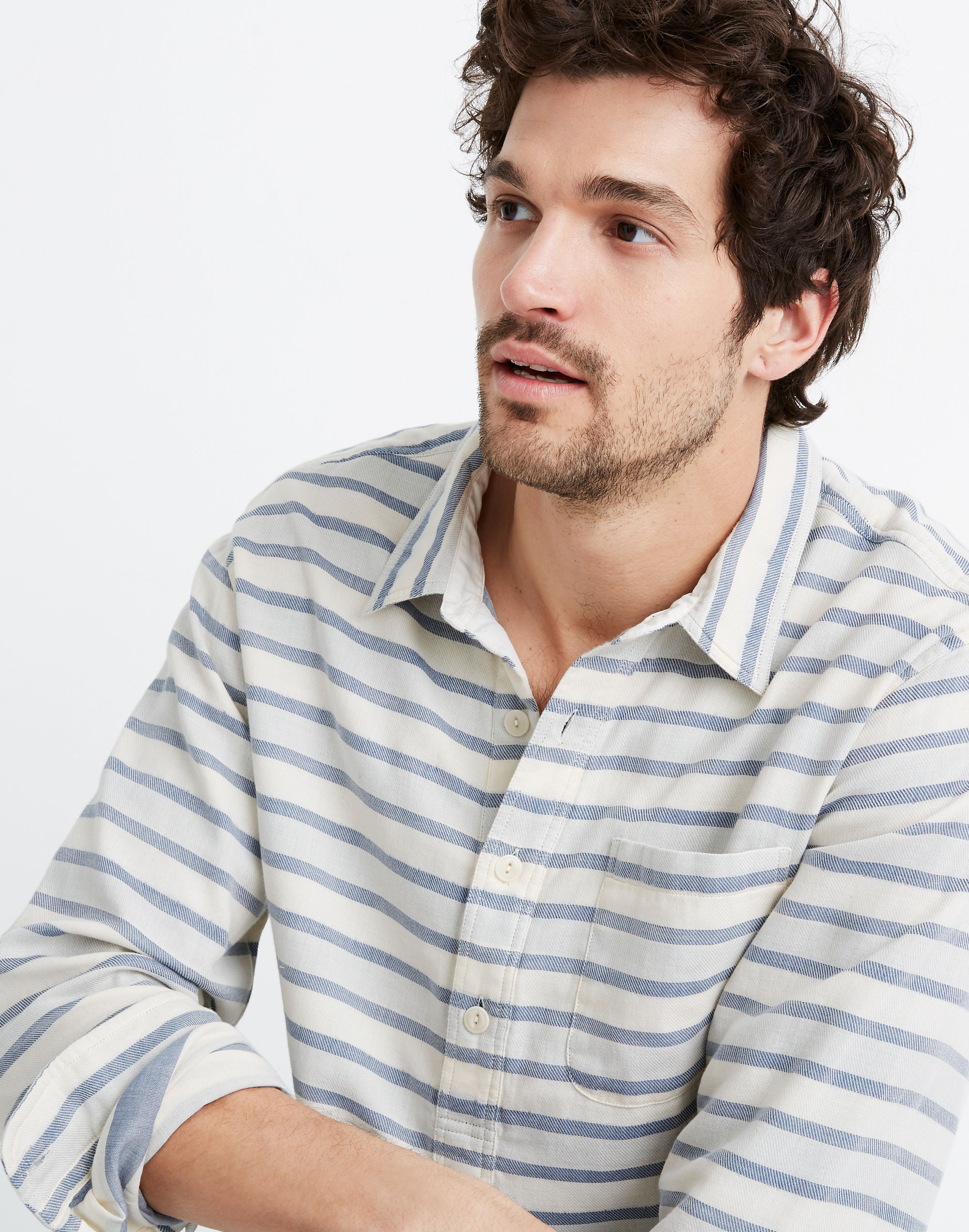 Double-Weave Perfect Pullover Shirt in Emmons Stripe