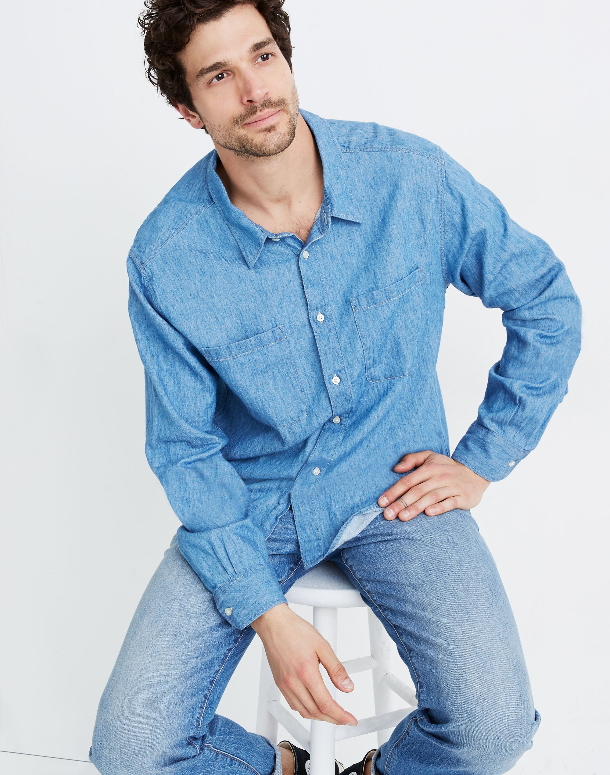 Indigo Linen-Cotton Easy Shirt