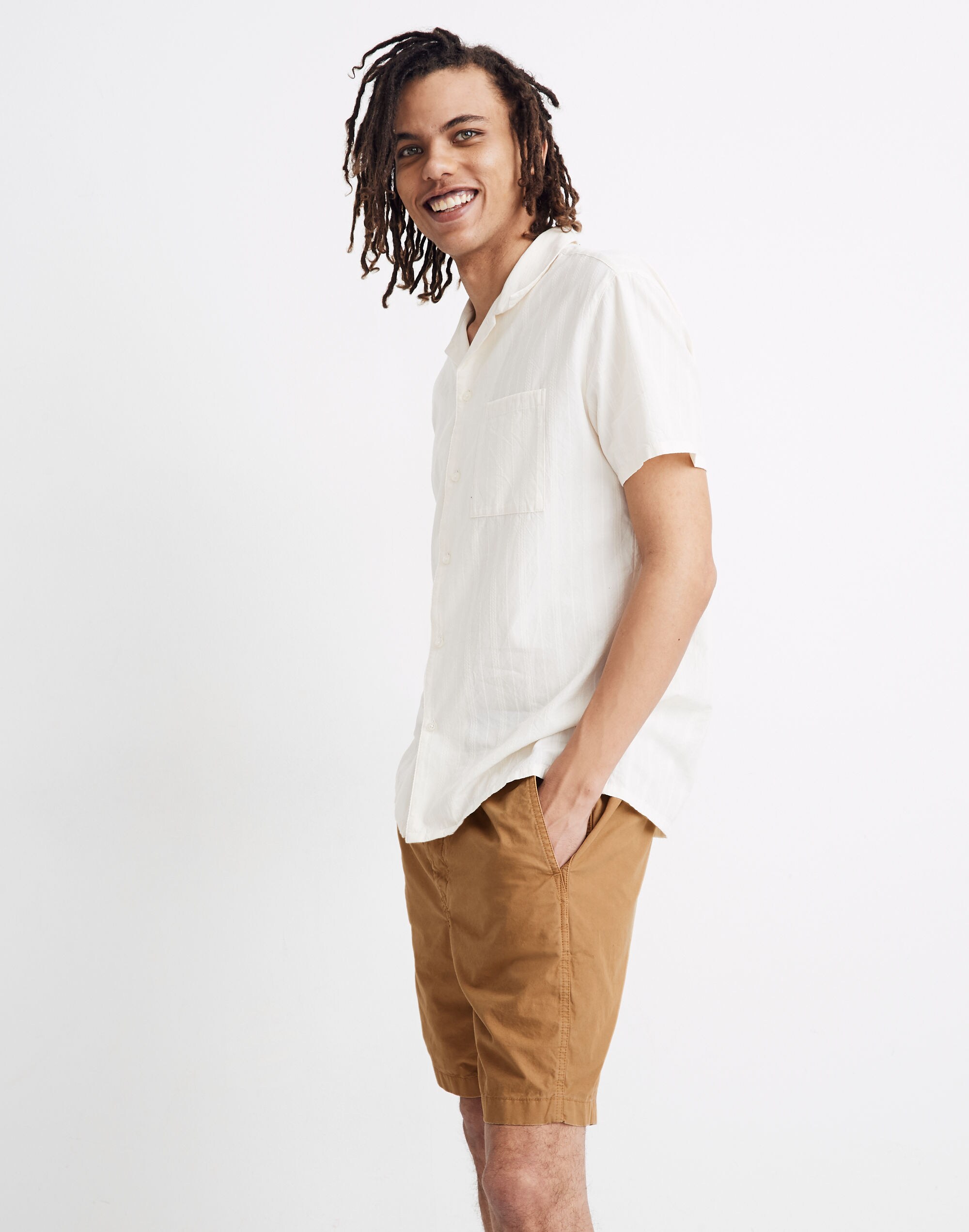 Garment-Dyed Twill Drawstring Shorts