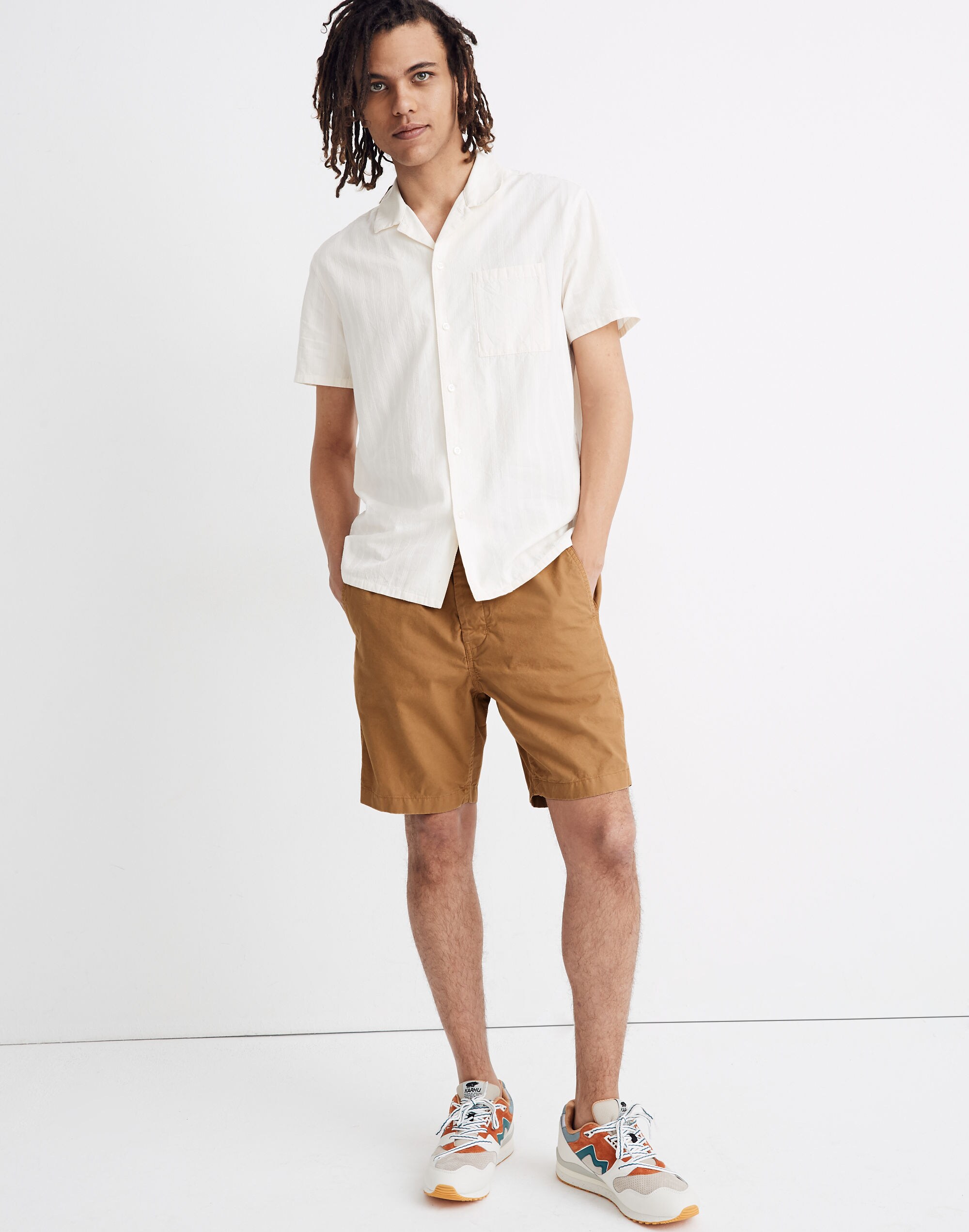 Garment-Dyed Twill Drawstring Shorts