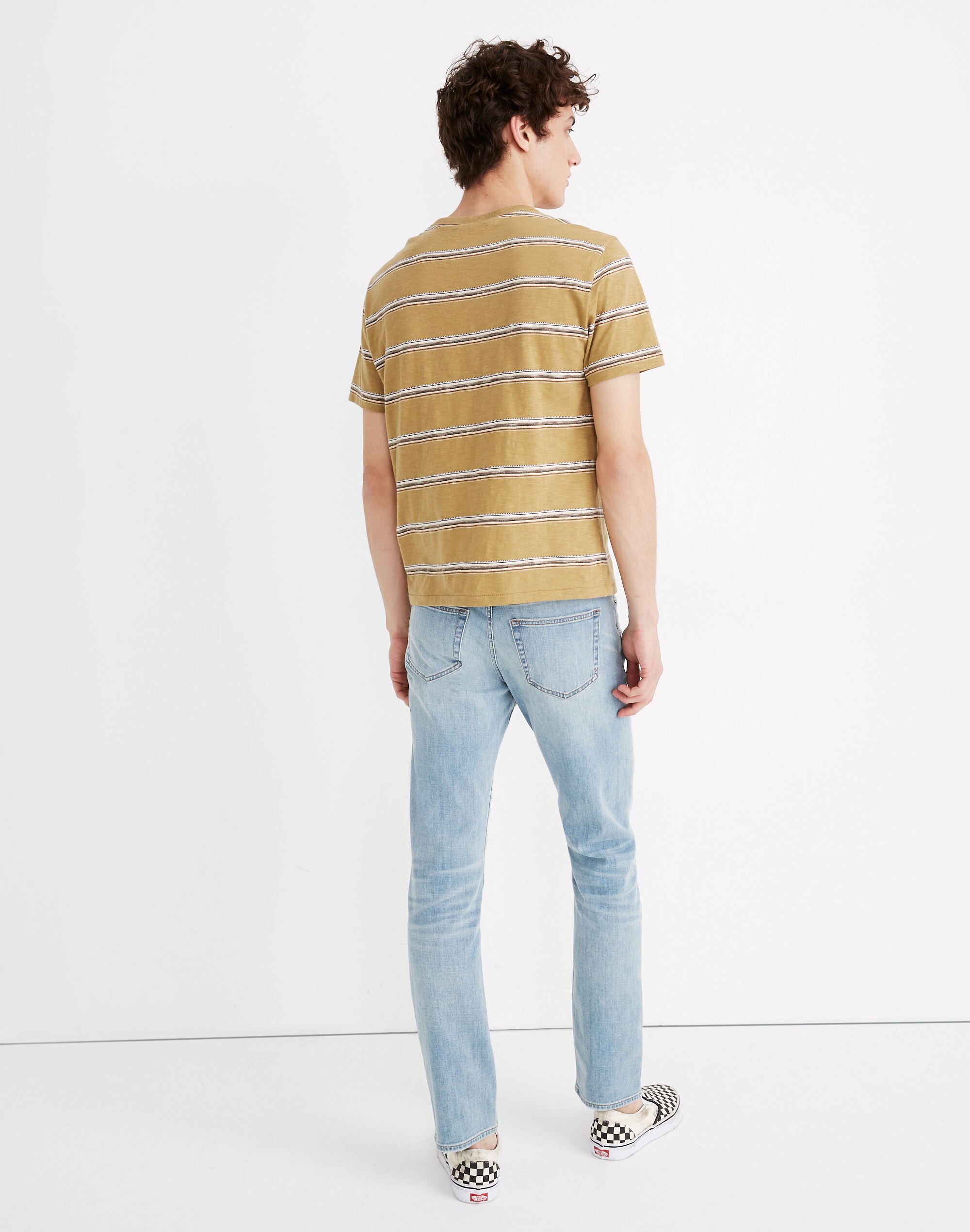 Allday Crewneck Tee in Olive Jacquard Stripe