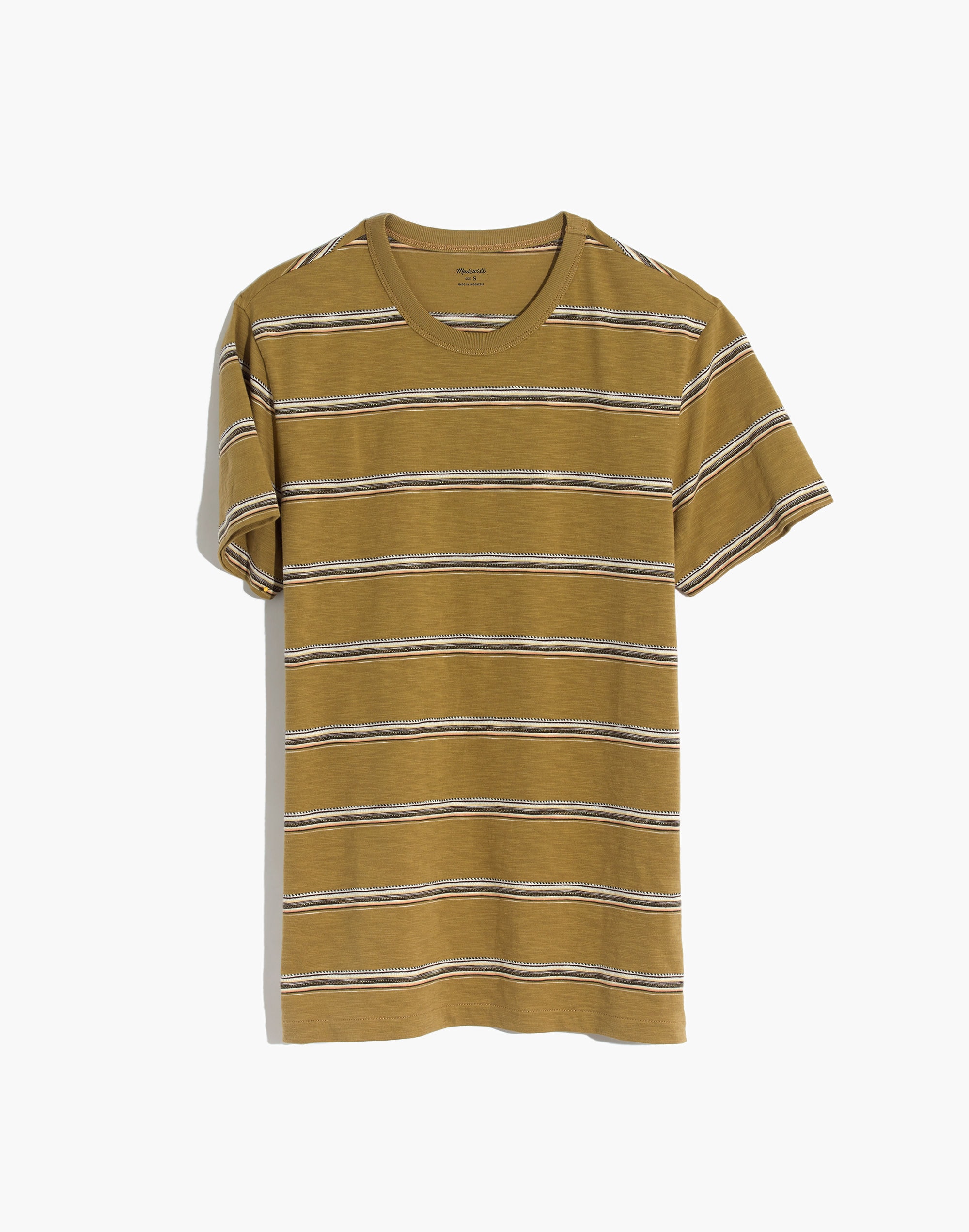 Allday Crewneck Tee in Olive Jacquard Stripe