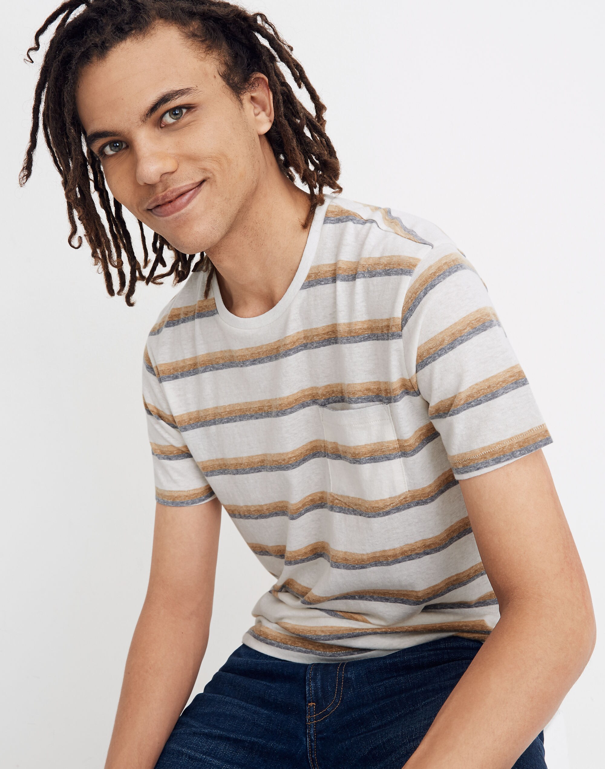 Triblend Allday Crewneck Pocket Tee in Griswald Stripe