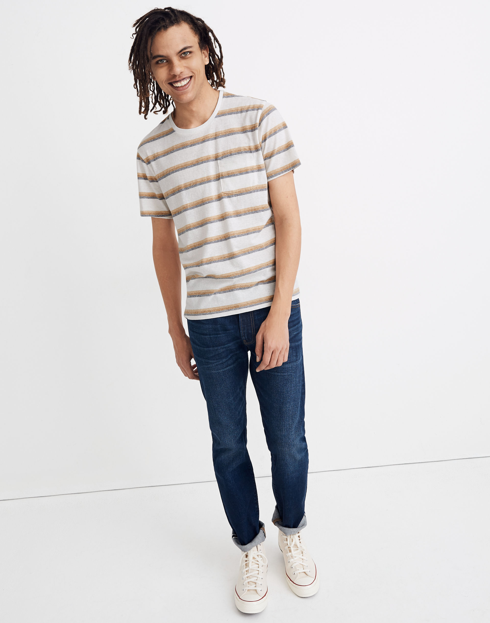 Triblend Allday Crewneck Pocket Tee in Griswald Stripe