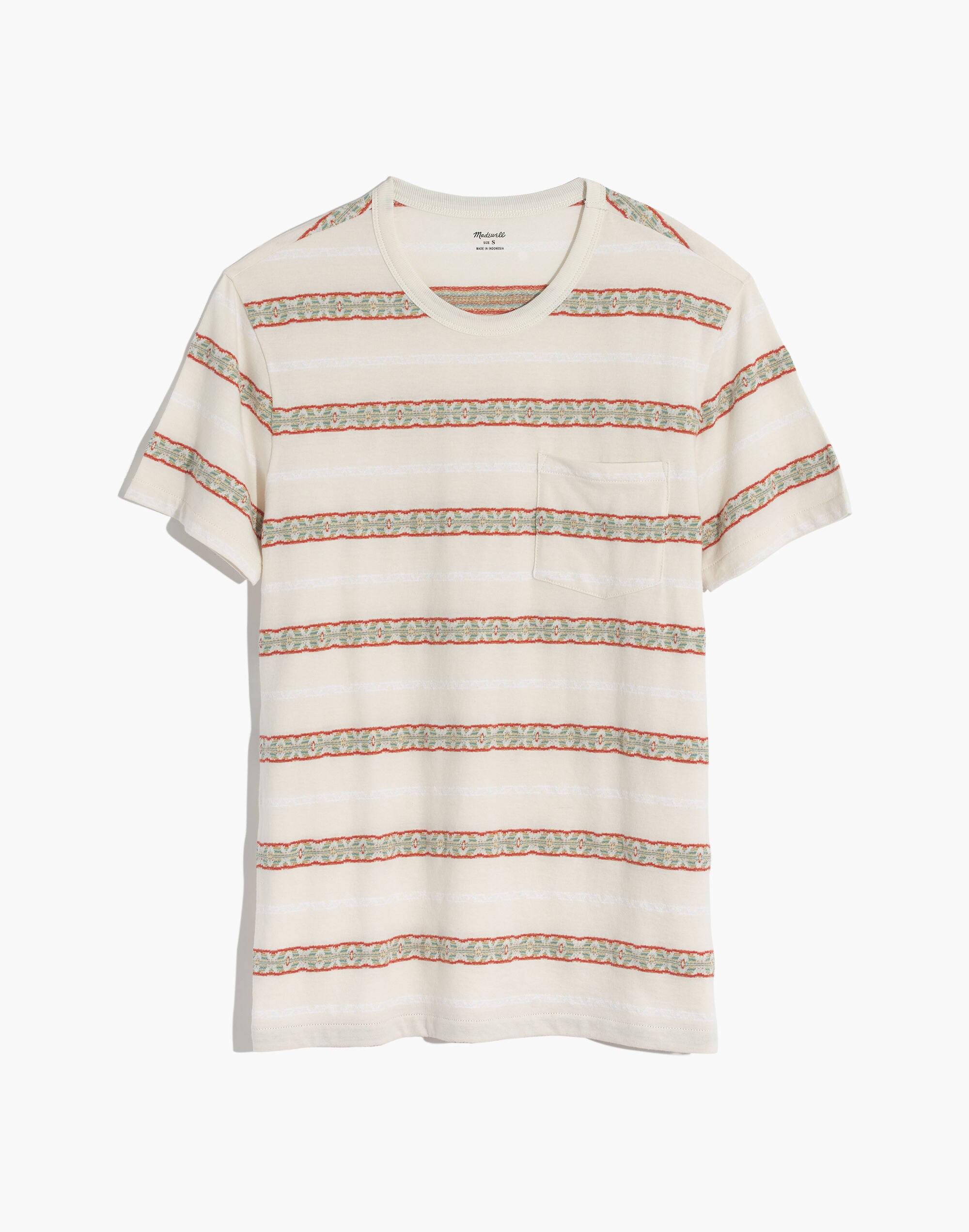 Allday Crewneck Pocket Tee in Antique Jacquard Stripe