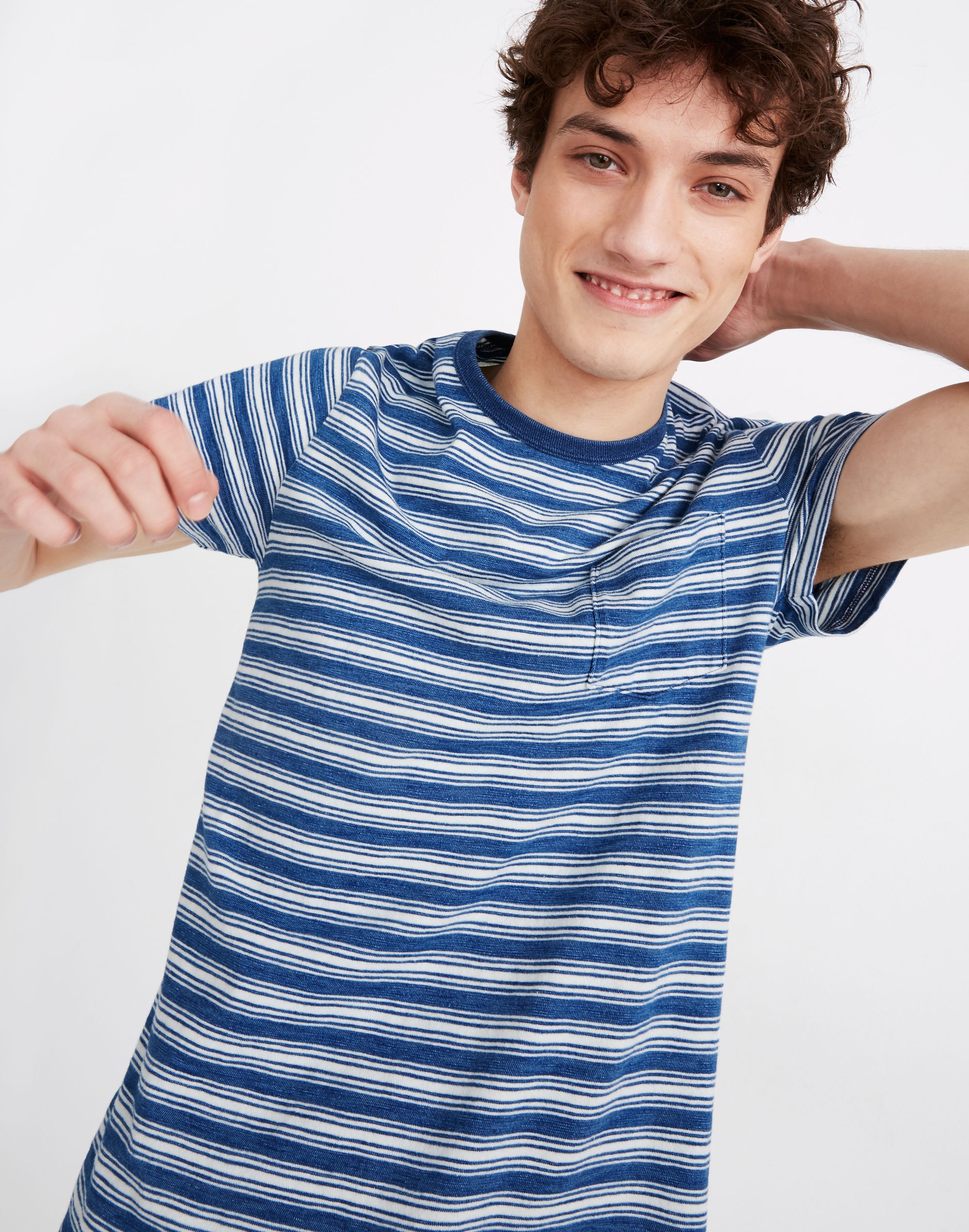 Allday Crewneck Tee in Indigo Stripe