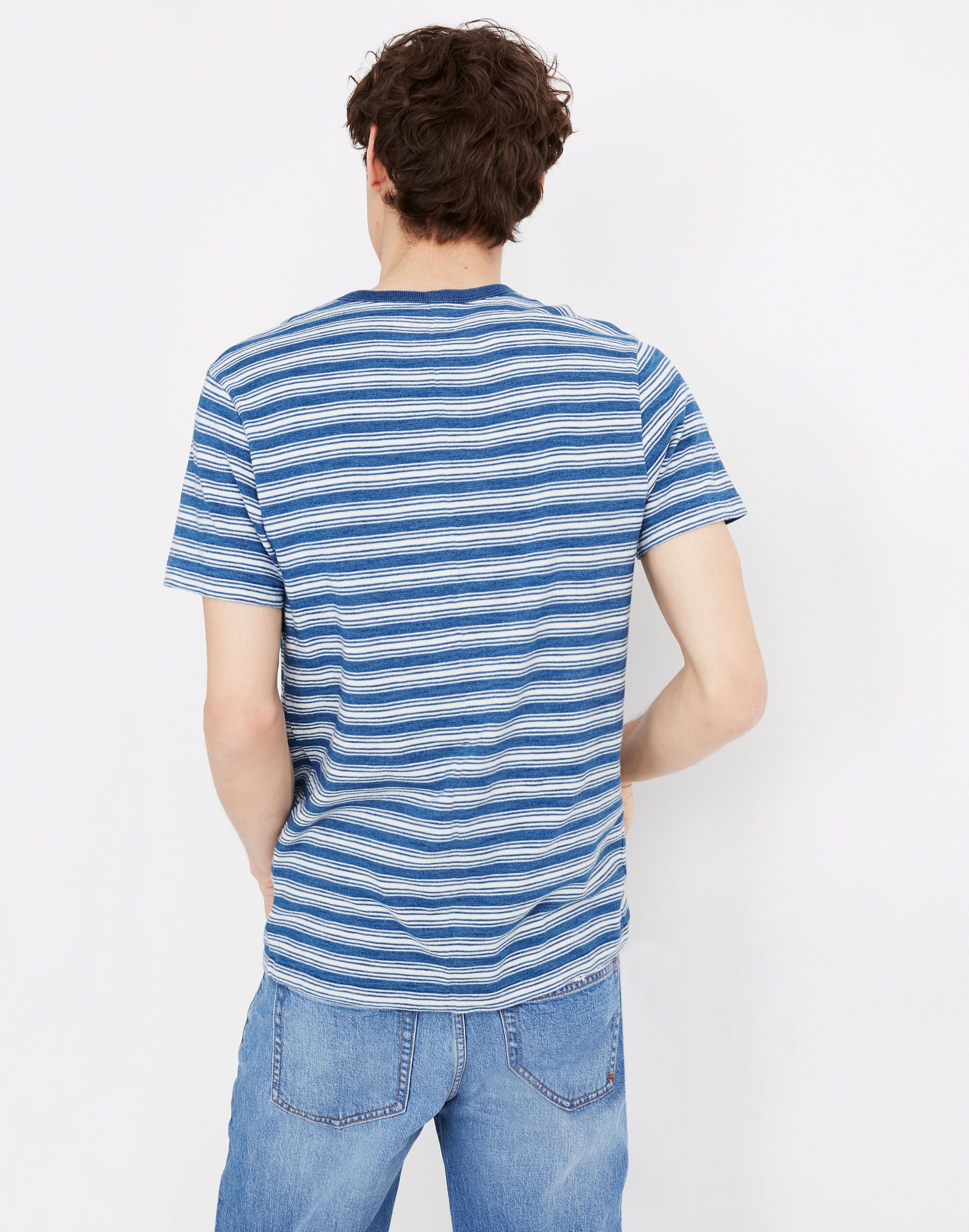 Allday Crewneck Tee in Indigo Stripe
