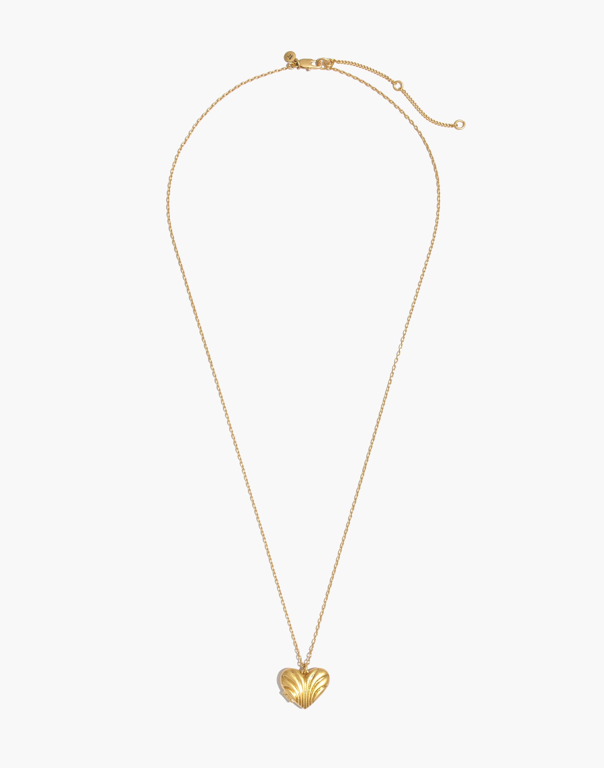 Carved Heart Locket Pendant Necklace