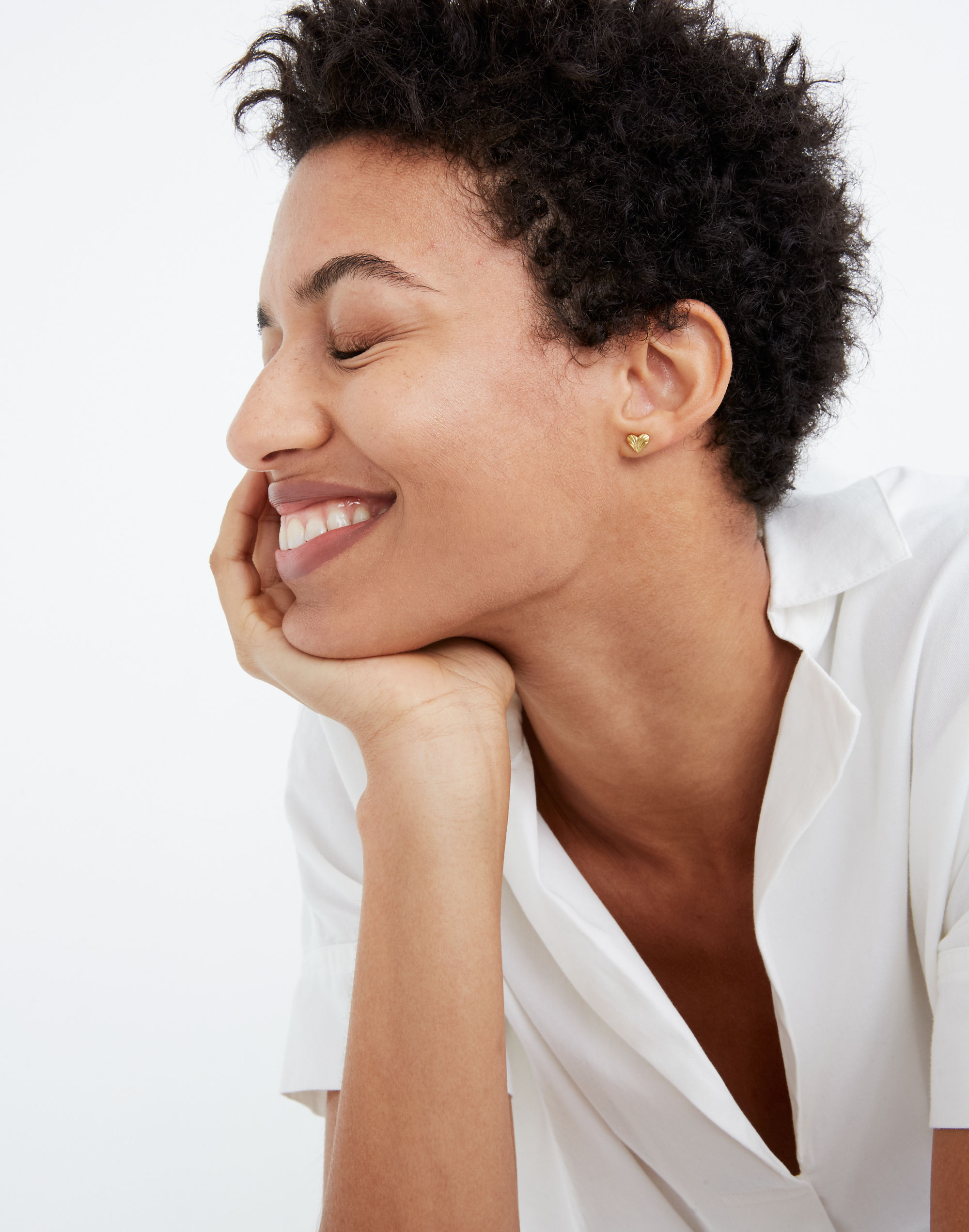 Carved Heart Semiprecious Stud Earrings Set