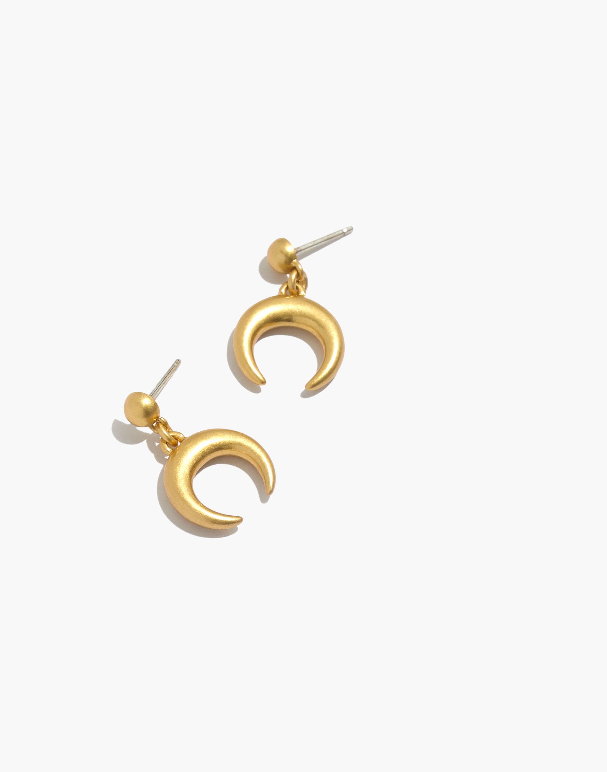 Chunky Crescent Moon Drop Stud Earrings