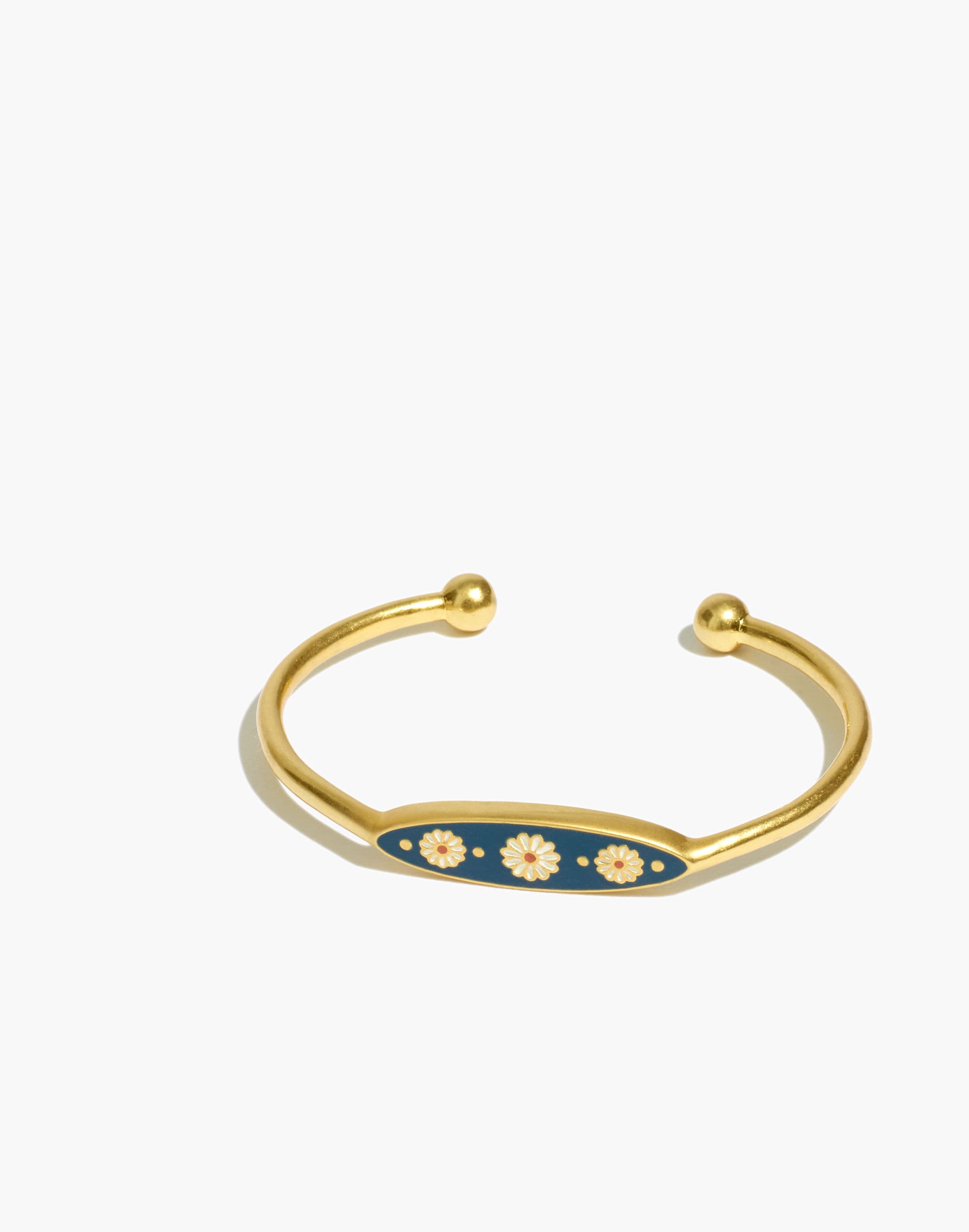 Daisy Delight Enamel Cuff Bracelet