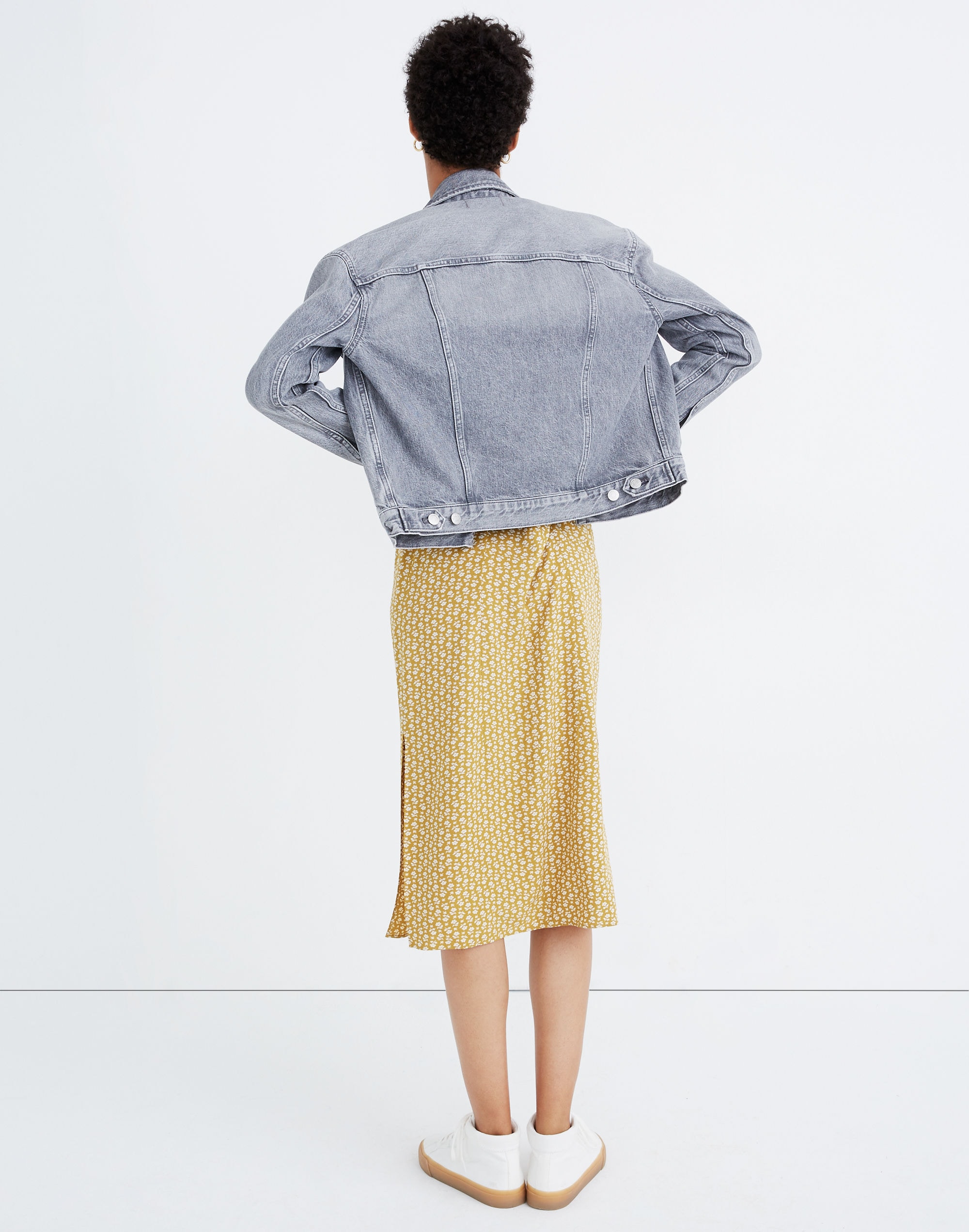 The Boxy-Crop Jean Jacket in Pale Grey