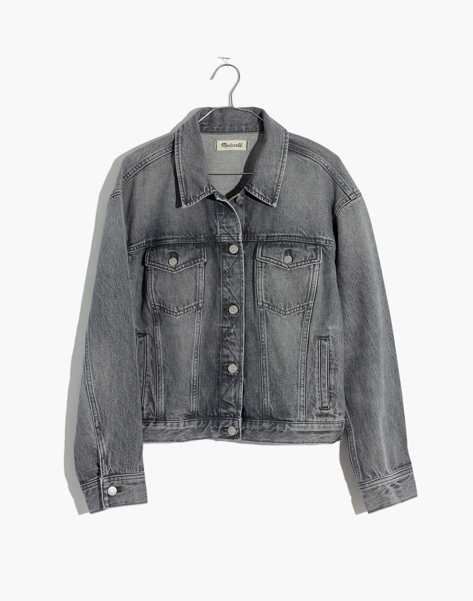 The Boxy-Crop Jean Jacket in Pale Grey