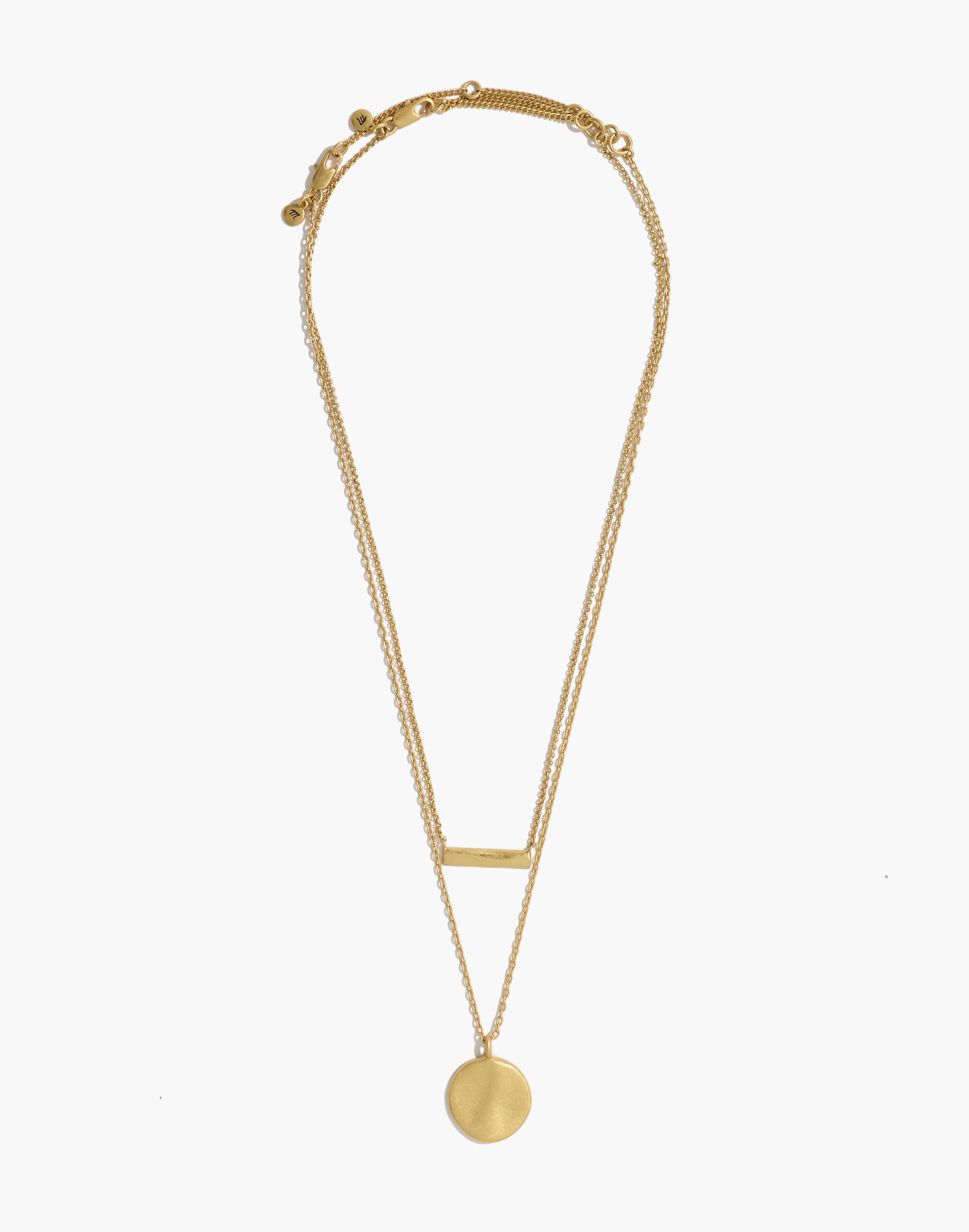 Hammered Bar and Coin Necklace Set