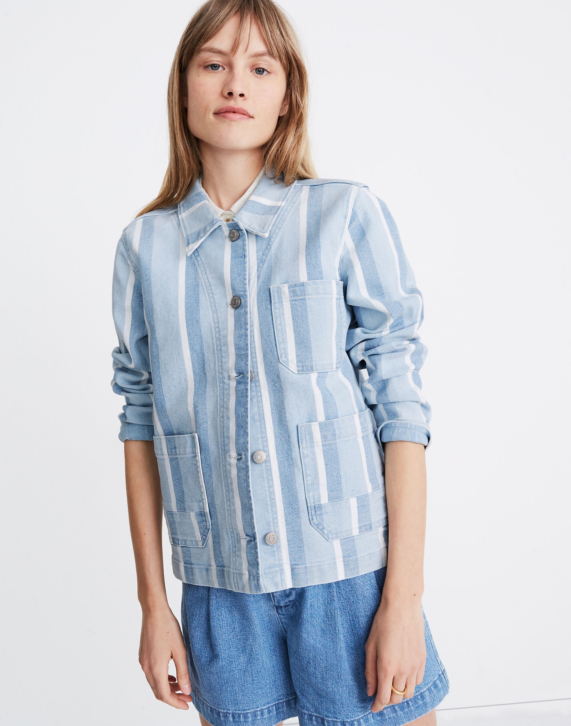 Denim Ashwood Chore Coat in Dion Stripe