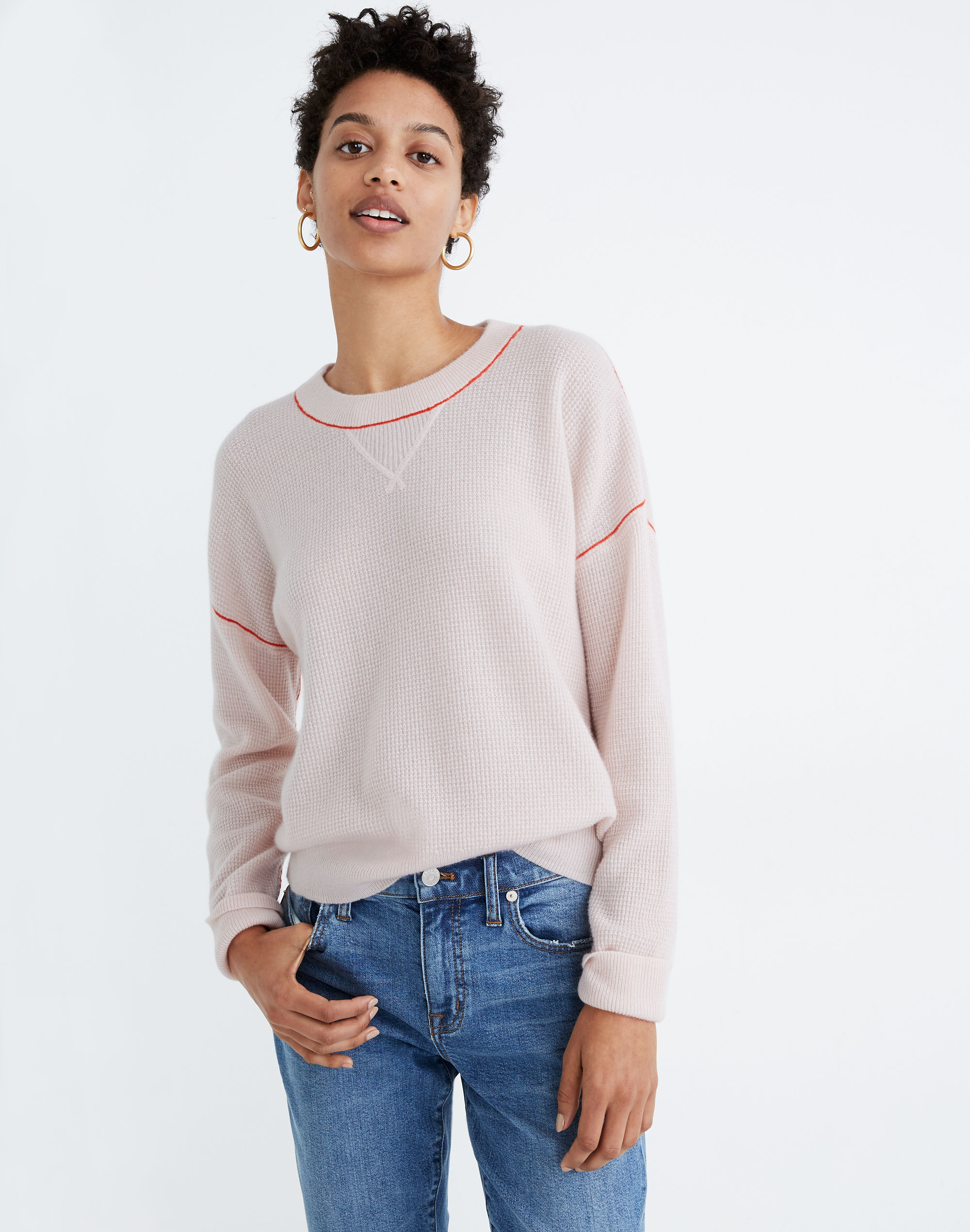 contrast-stitched cashmere sweatshirt
