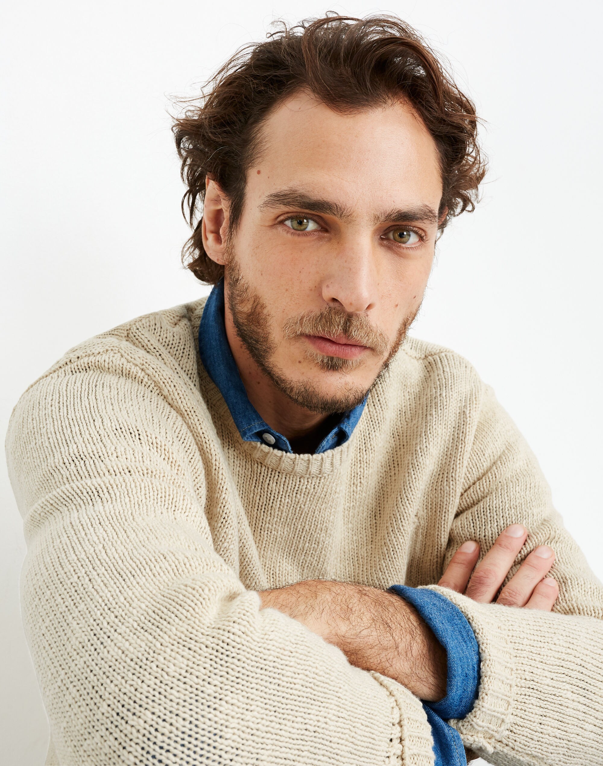 Linen-Blend Crewneck Sweater