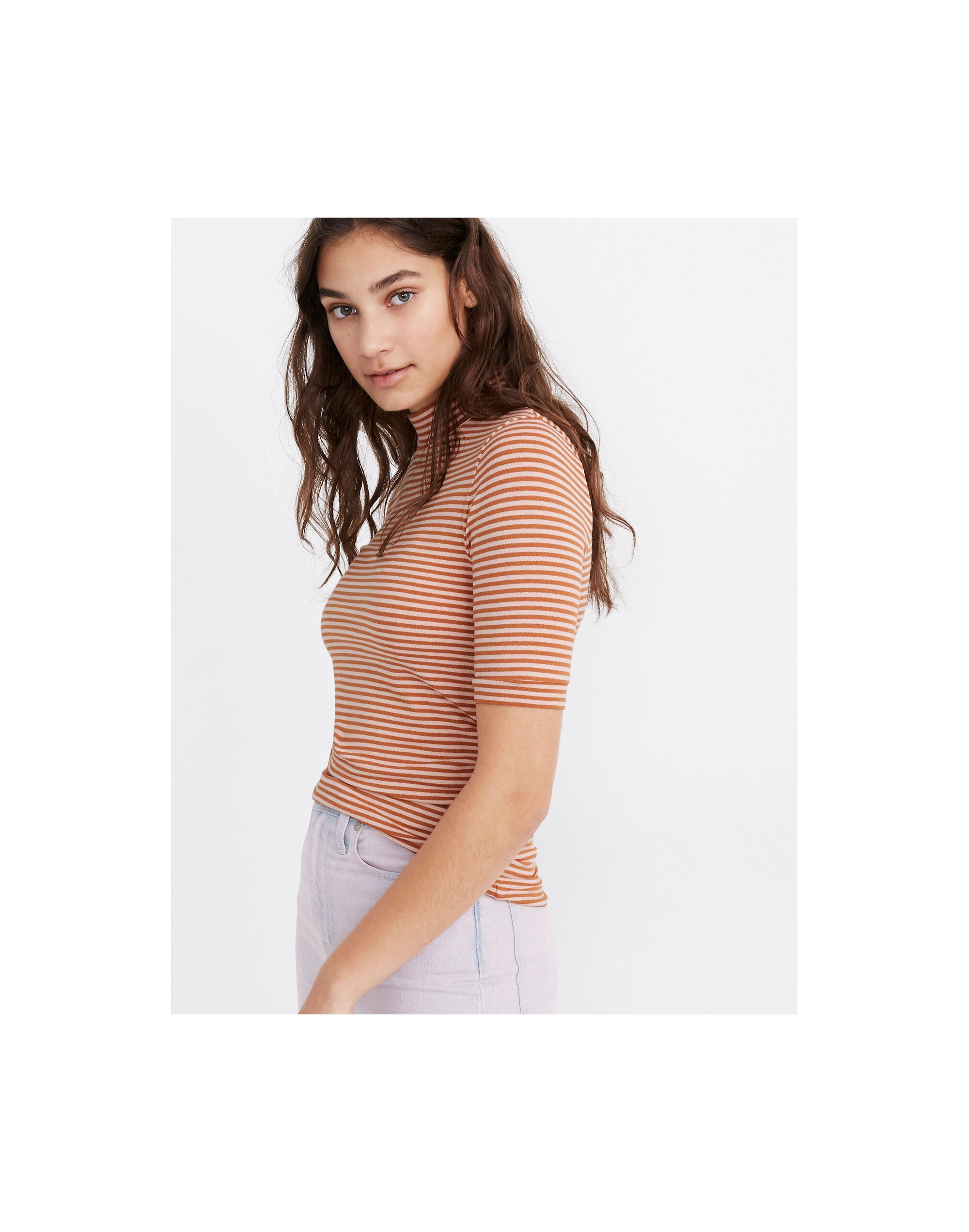 Striped Drapey Mockneck Top