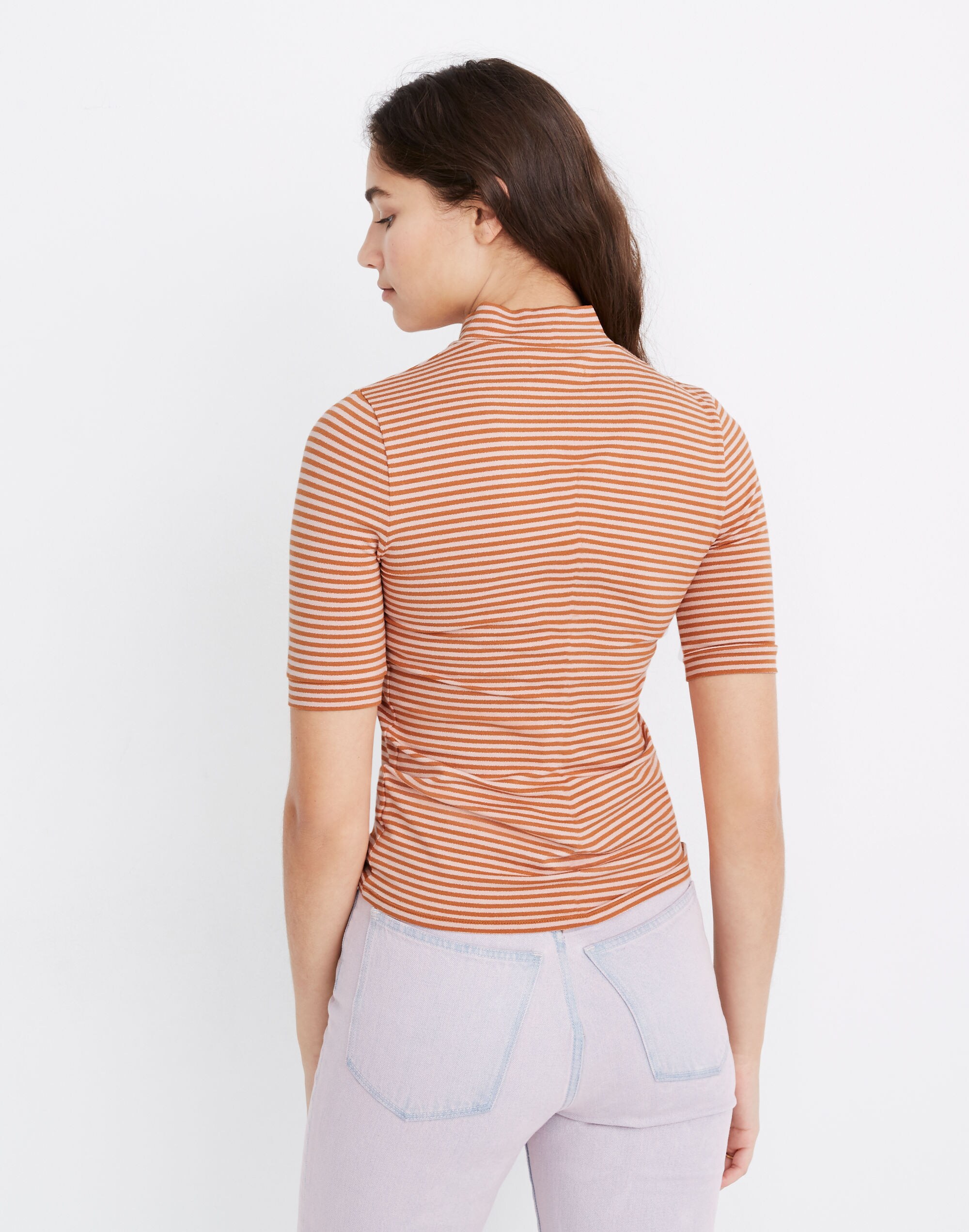 Striped Drapey Mockneck Top
