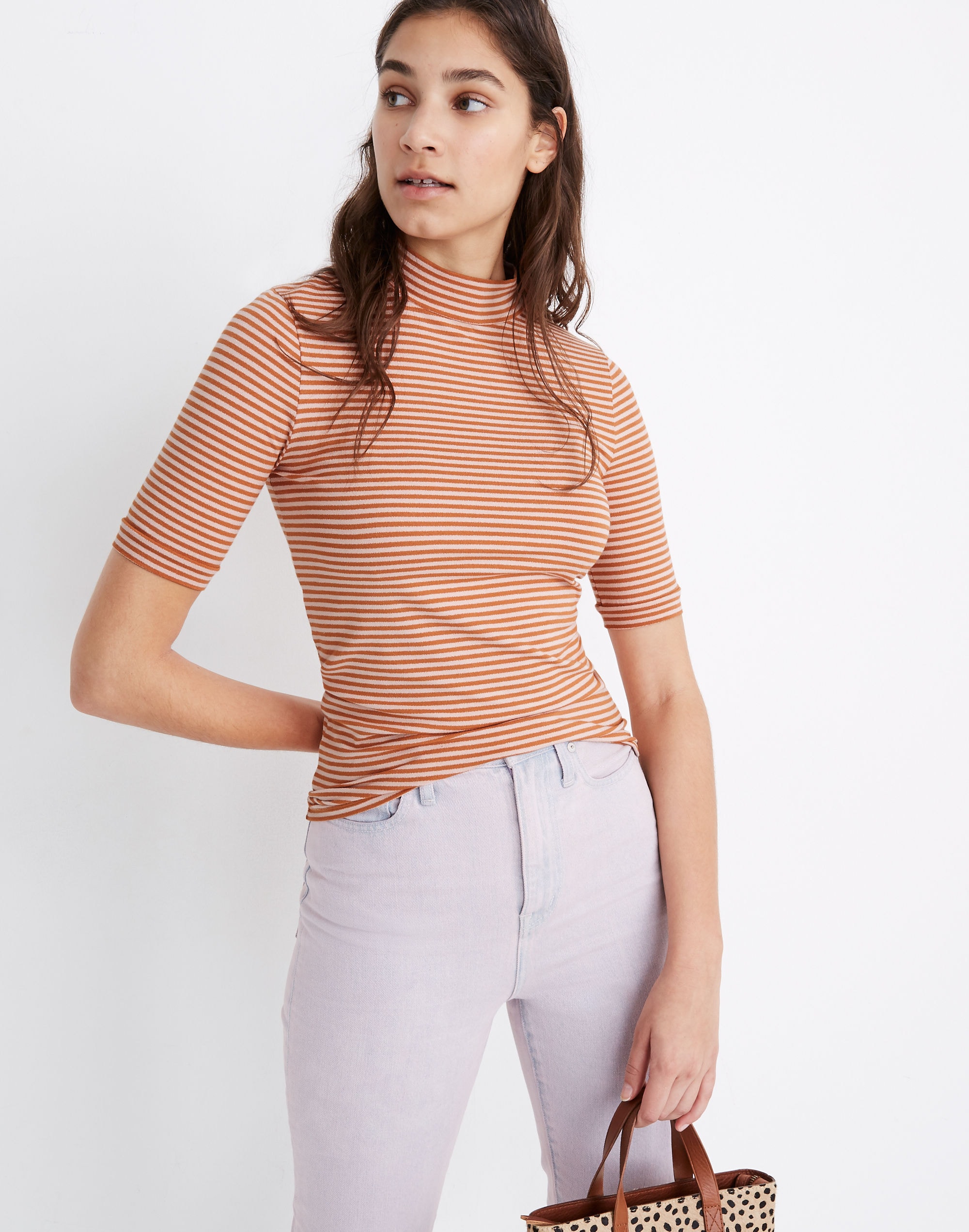 Striped Drapey Mockneck Top