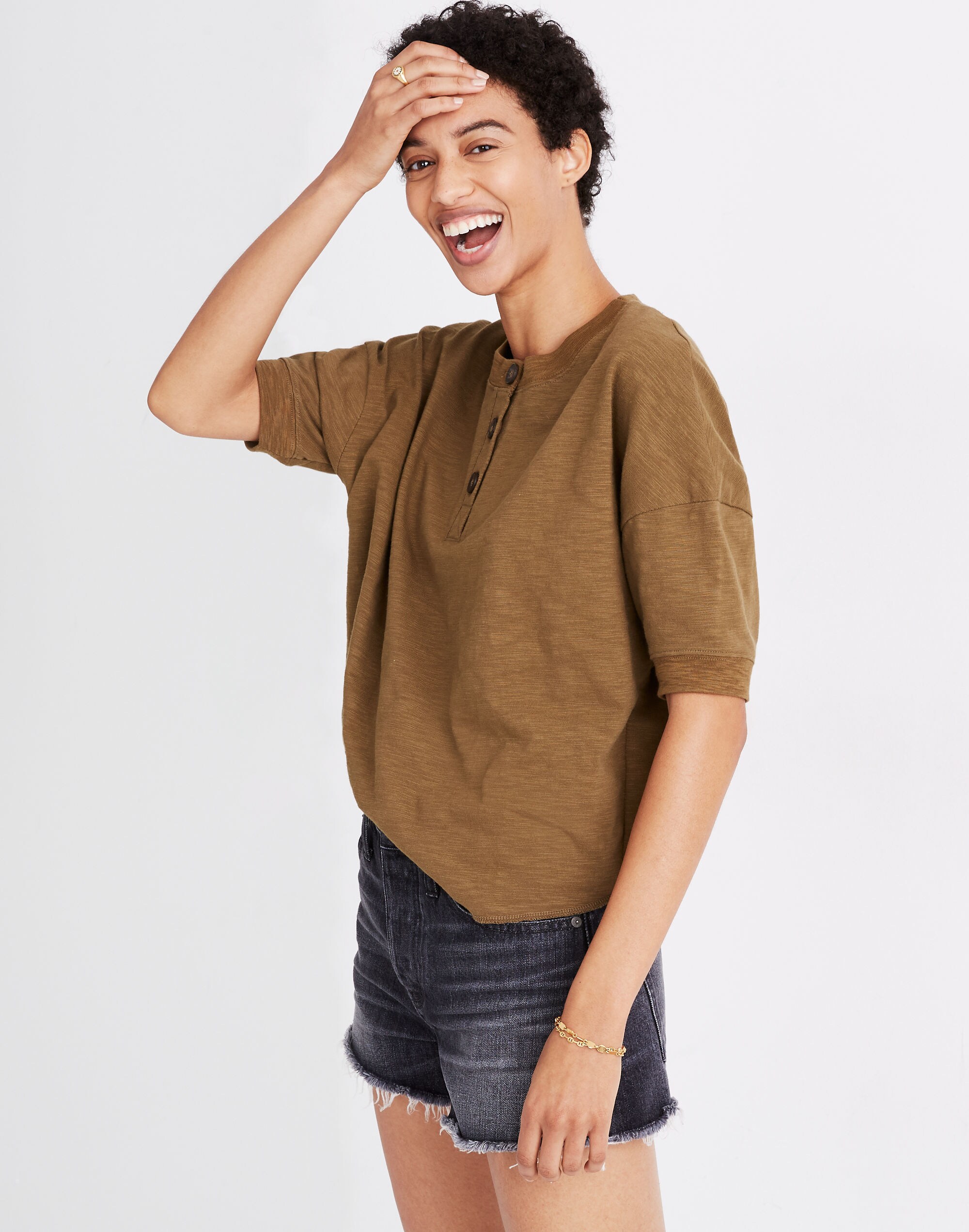 Raw-Edge Henley Tee