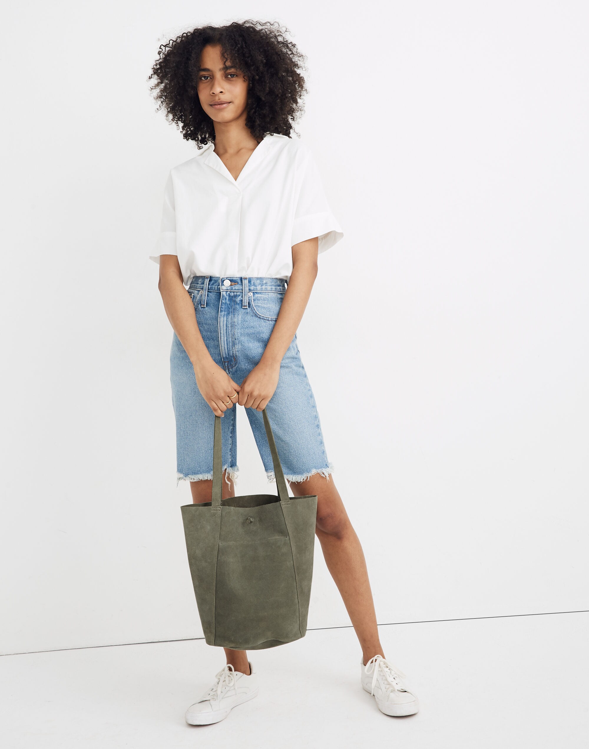 The Elsewhere Tie Bucket Bag in Suede