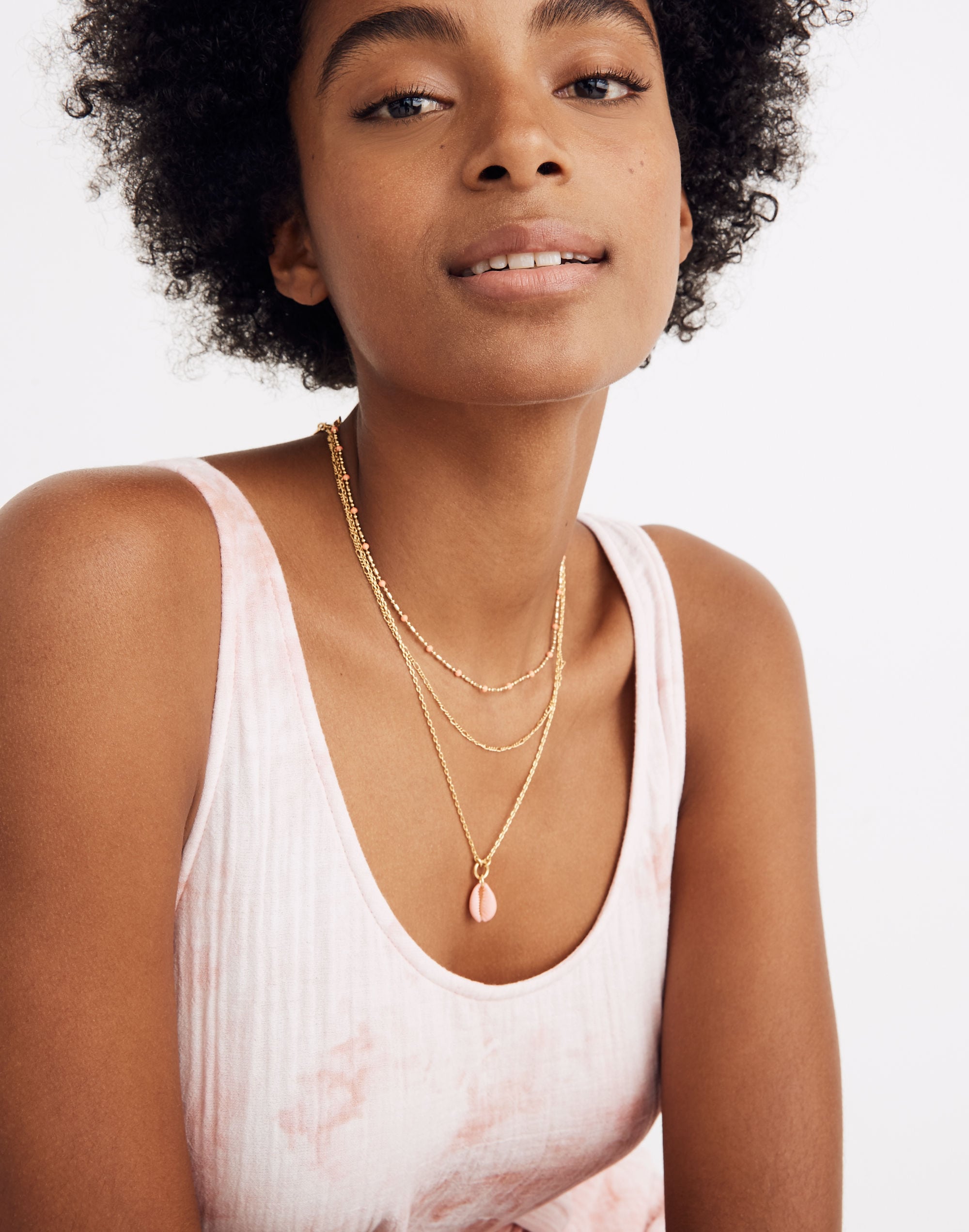 Painted Cowrie Shell Pendant Necklace