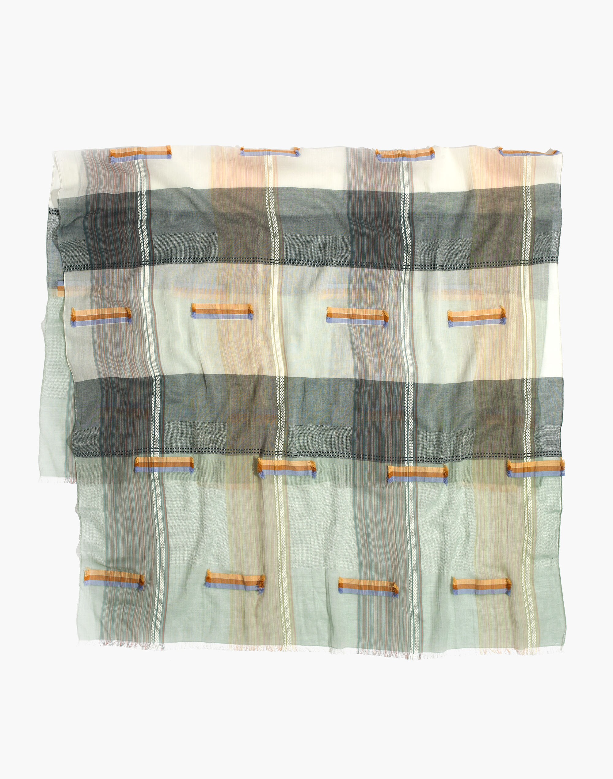 Fringe-Stripe Jacquard Scarf