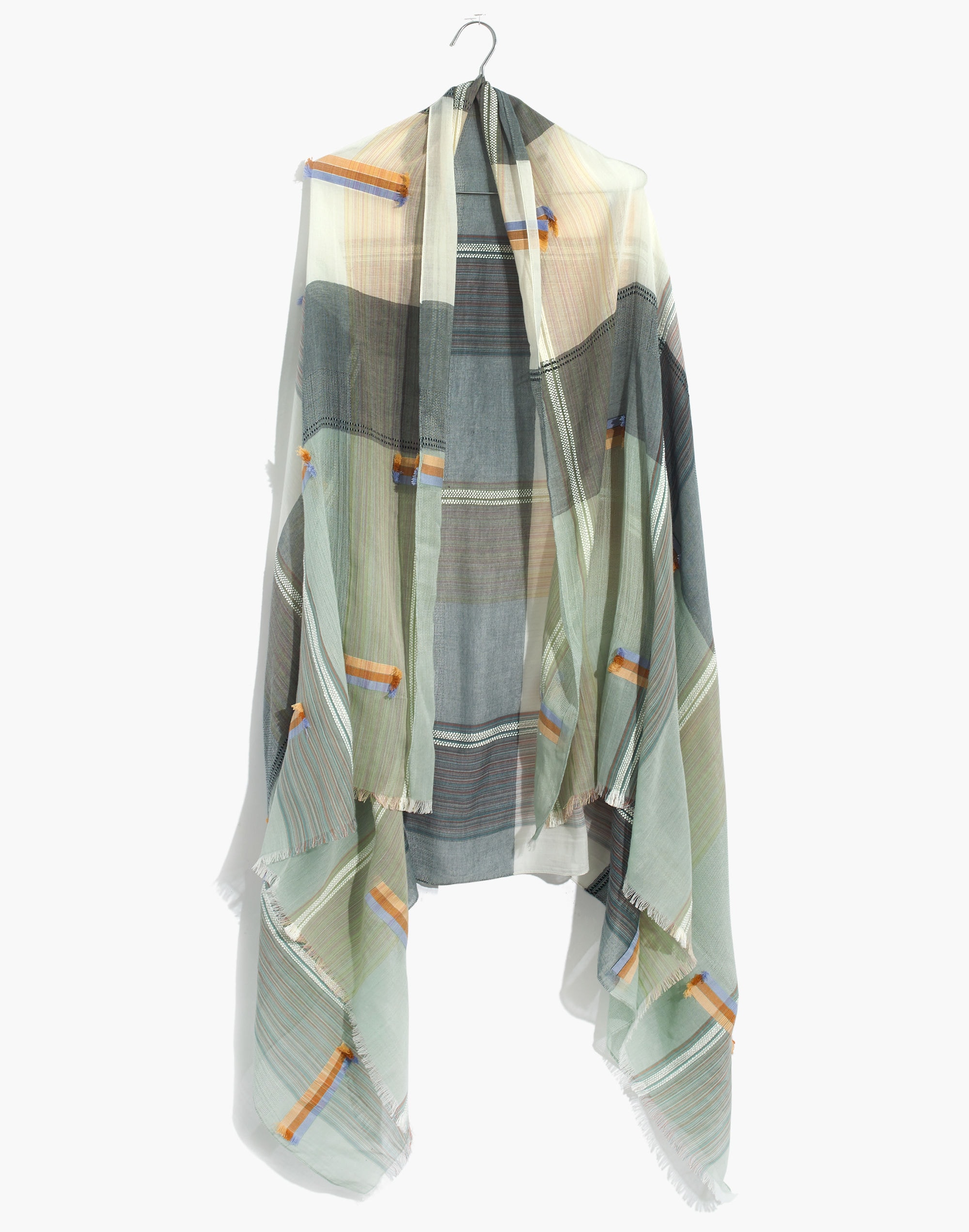 Fringe-Stripe Jacquard Scarf