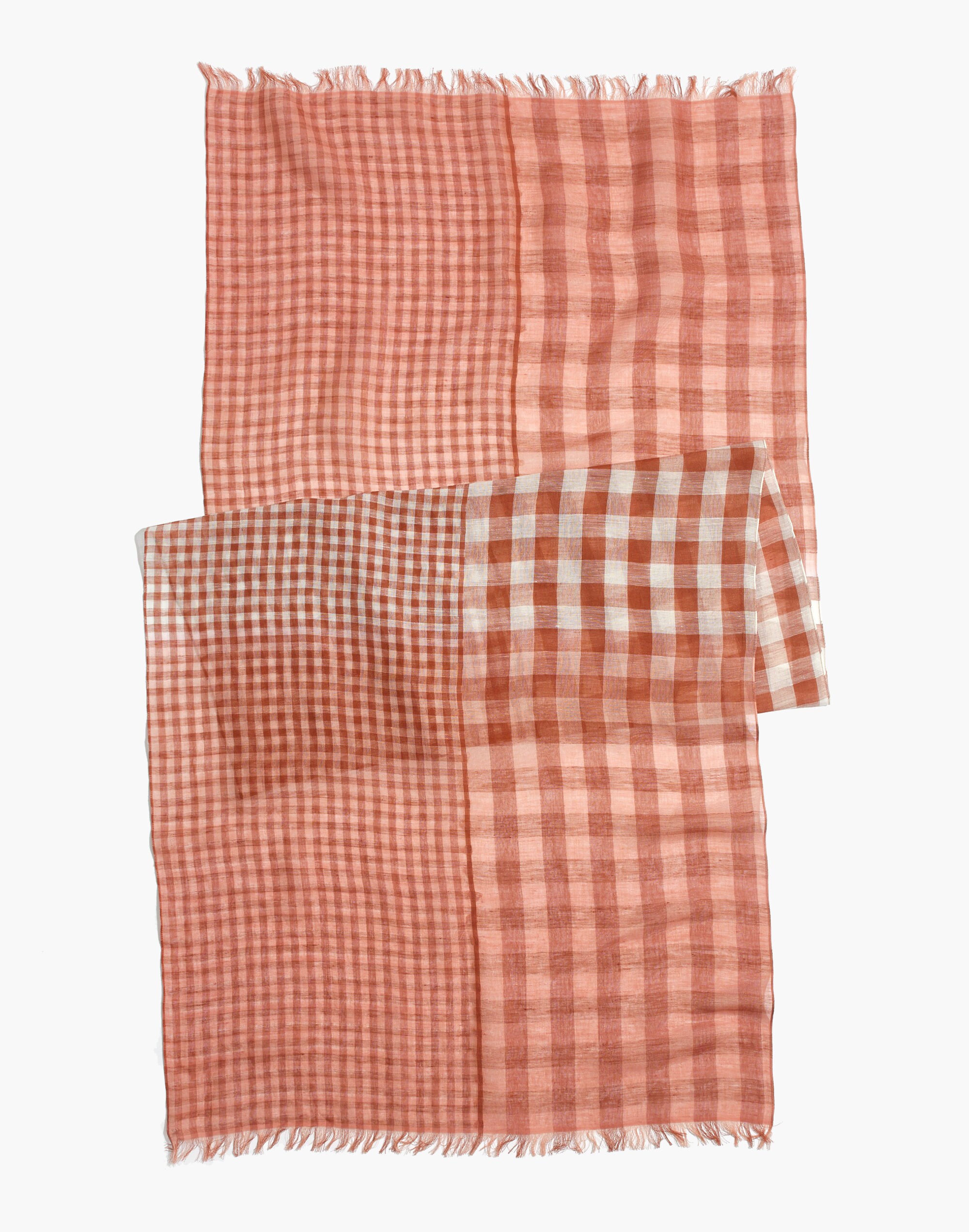 Dip-Dye Linen-Blend Gingham Scarf