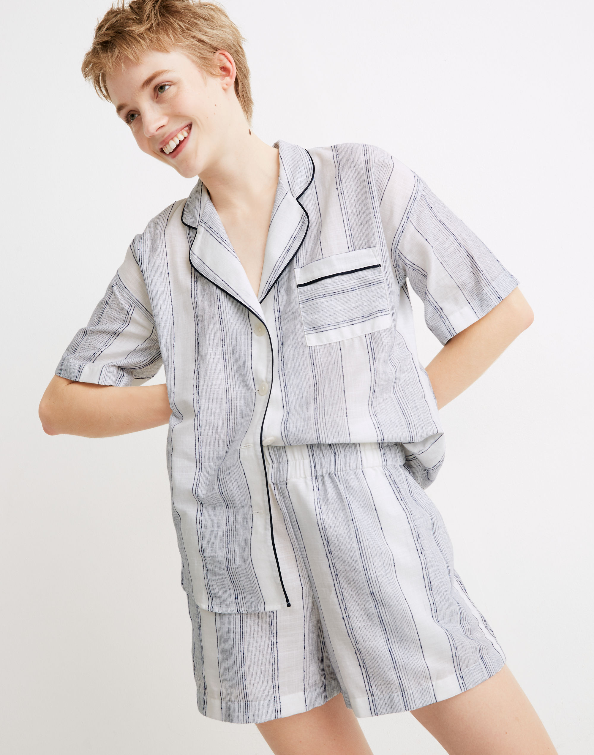 Madewell x Parachute&reg; Striped Oversized Pajama Shorts