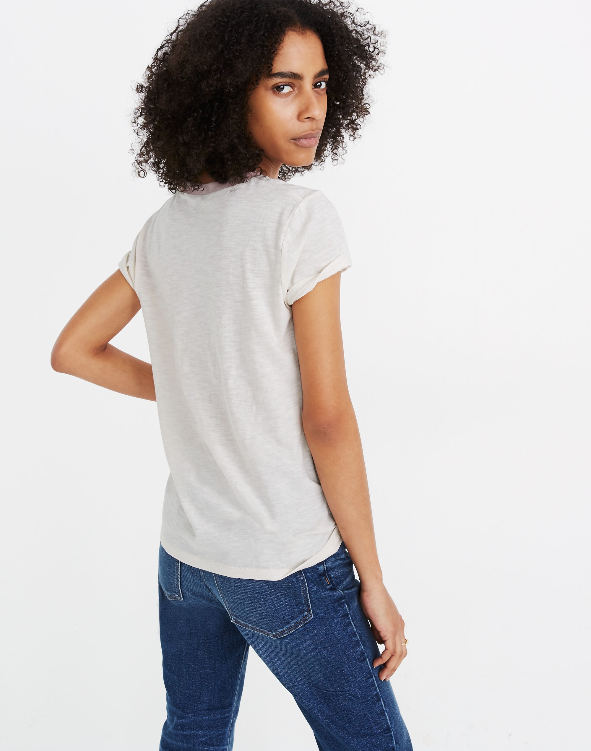 Heart Embroidered Whisper Cotton Crewneck Tee