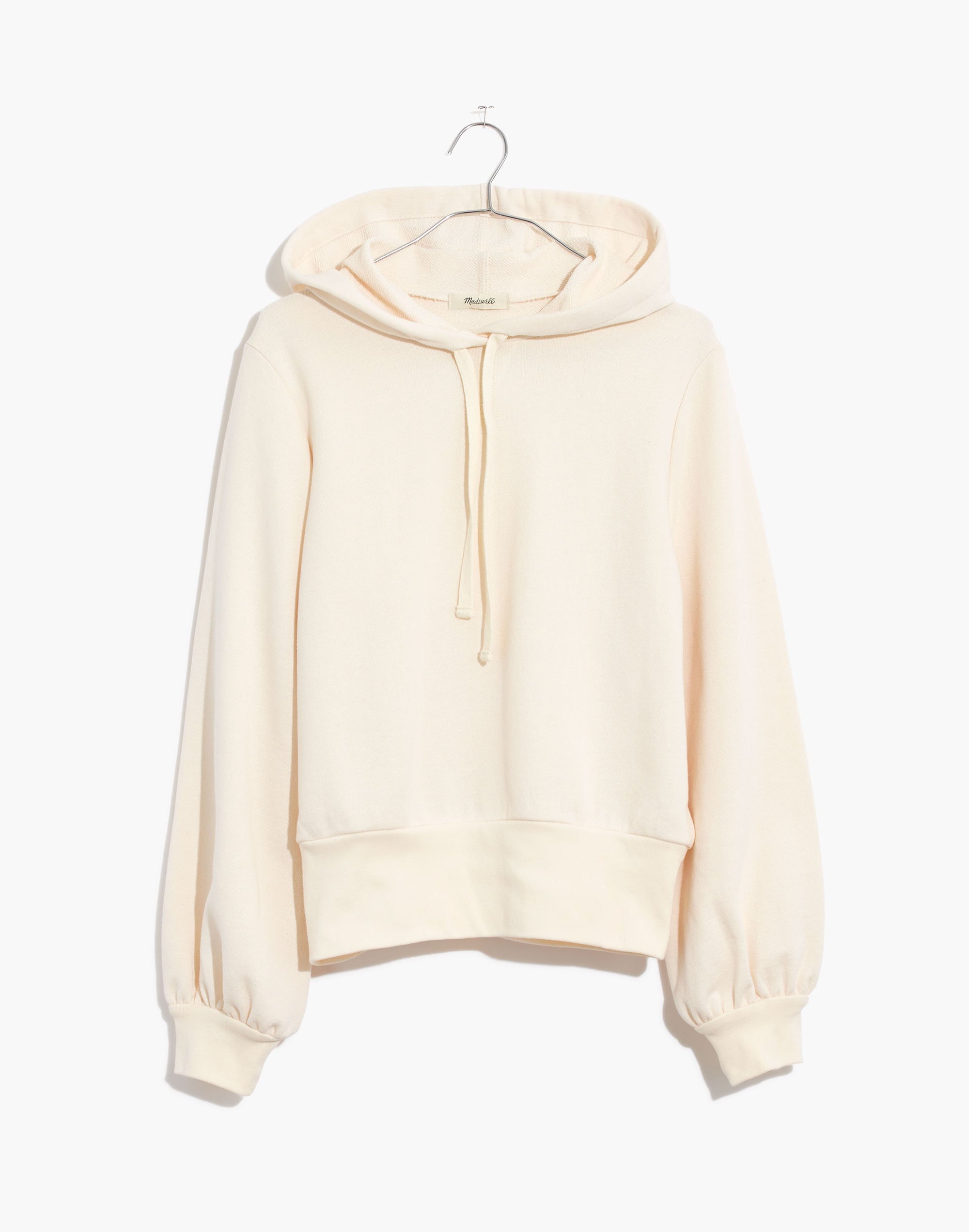 Bubble-Sleeve Hoodie Crop Sweatshirt