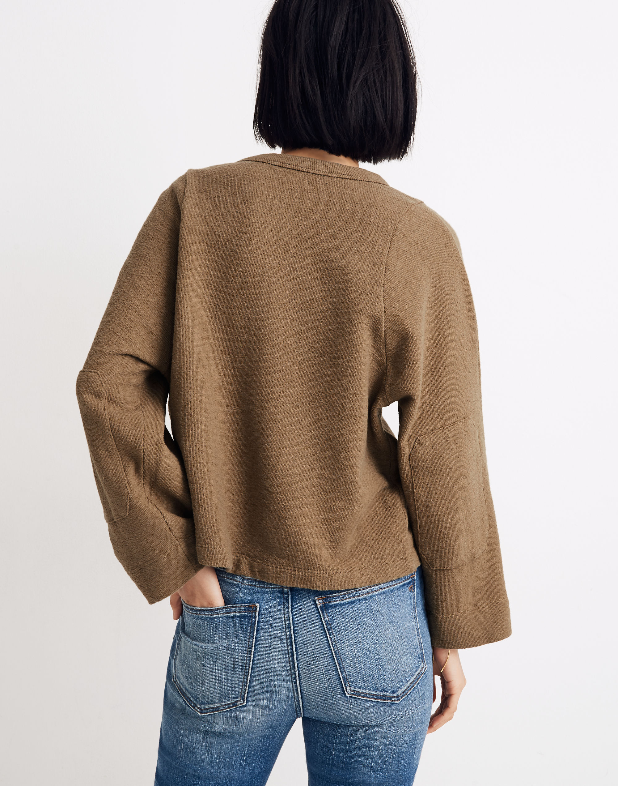 Shoulder-Button Elbow-Patch Top