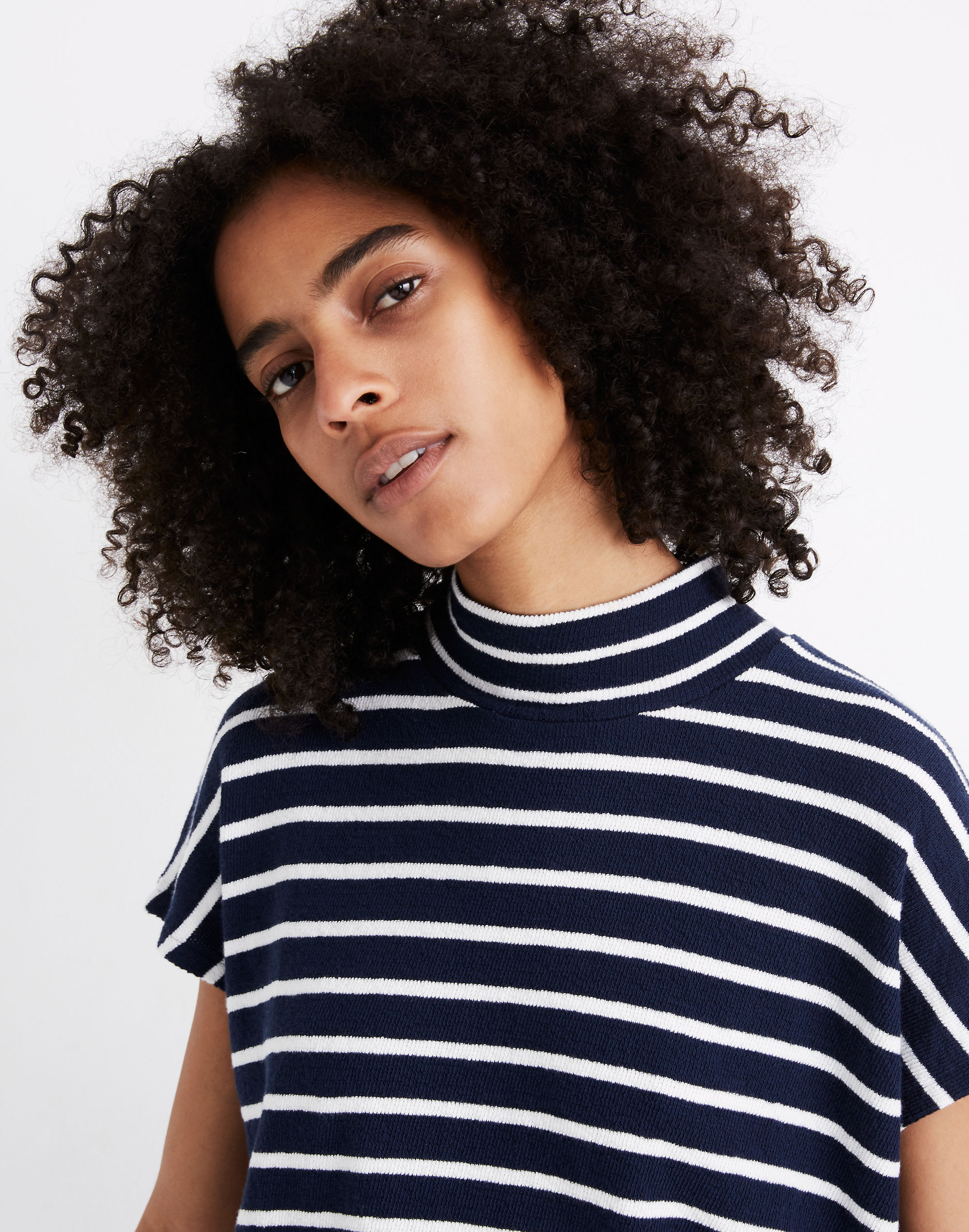 Mockneck Tunic Top in Stripe