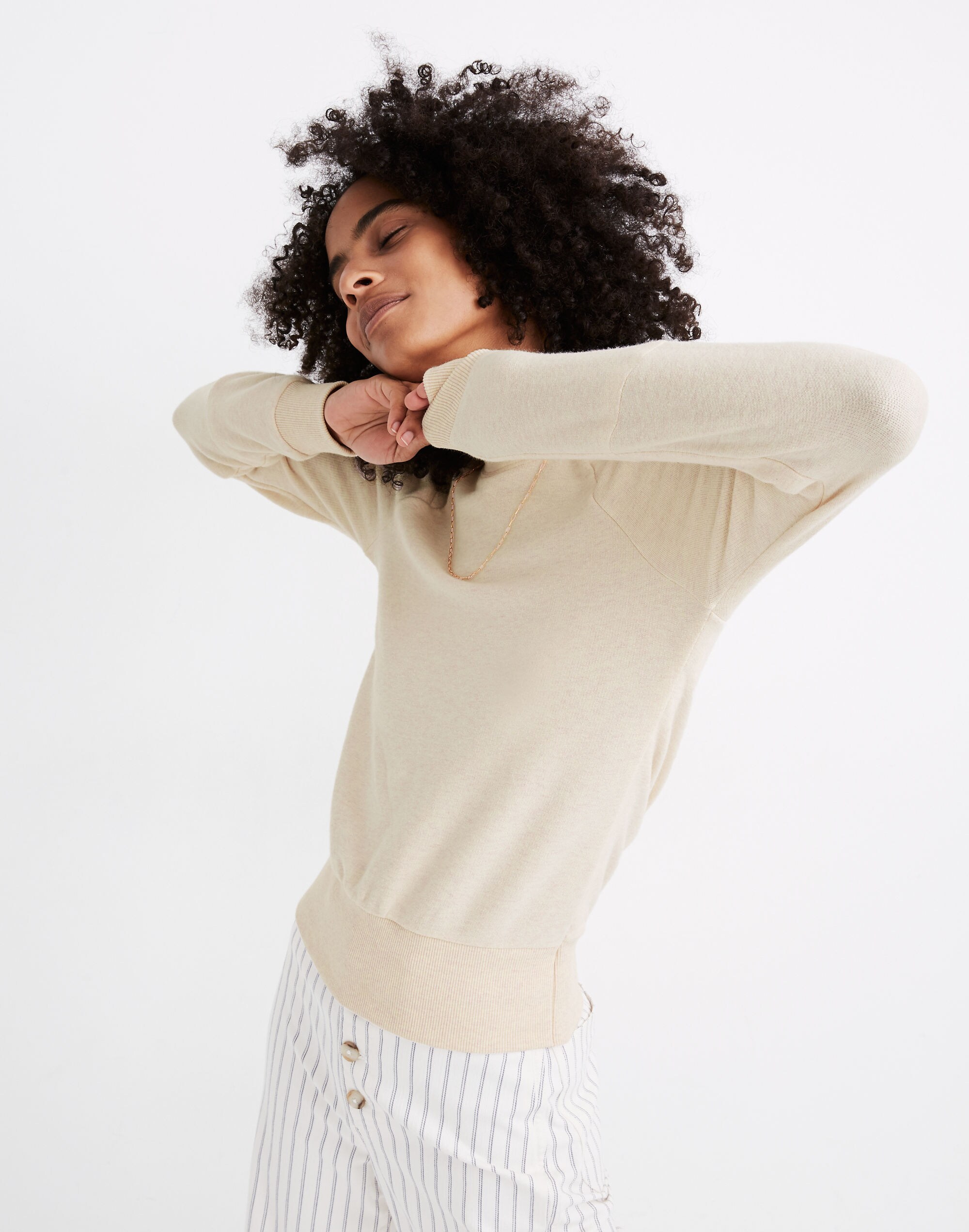 Heathered Puff-Sleeve Raglan Sweatshirt