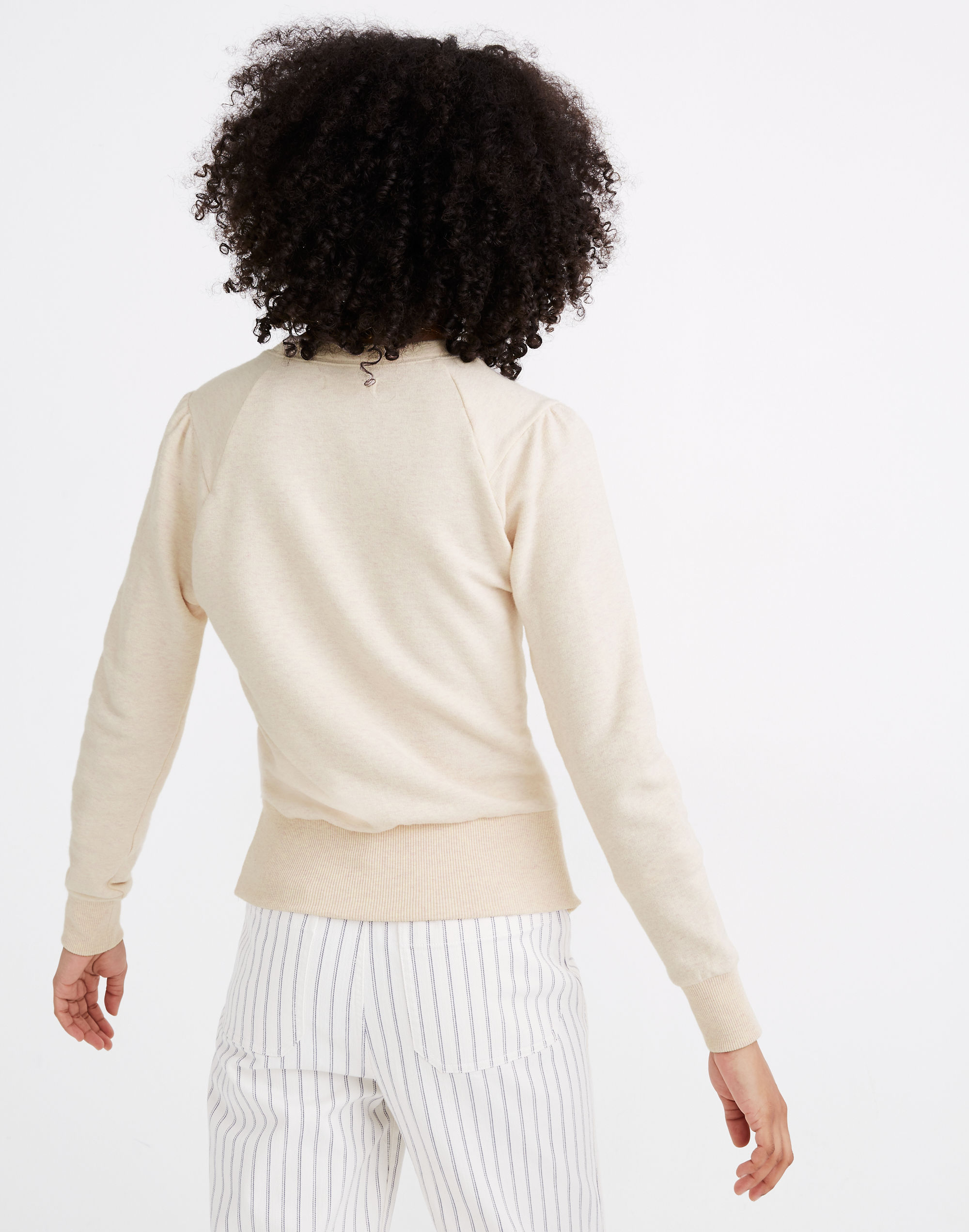 Heathered Puff-Sleeve Raglan Sweatshirt