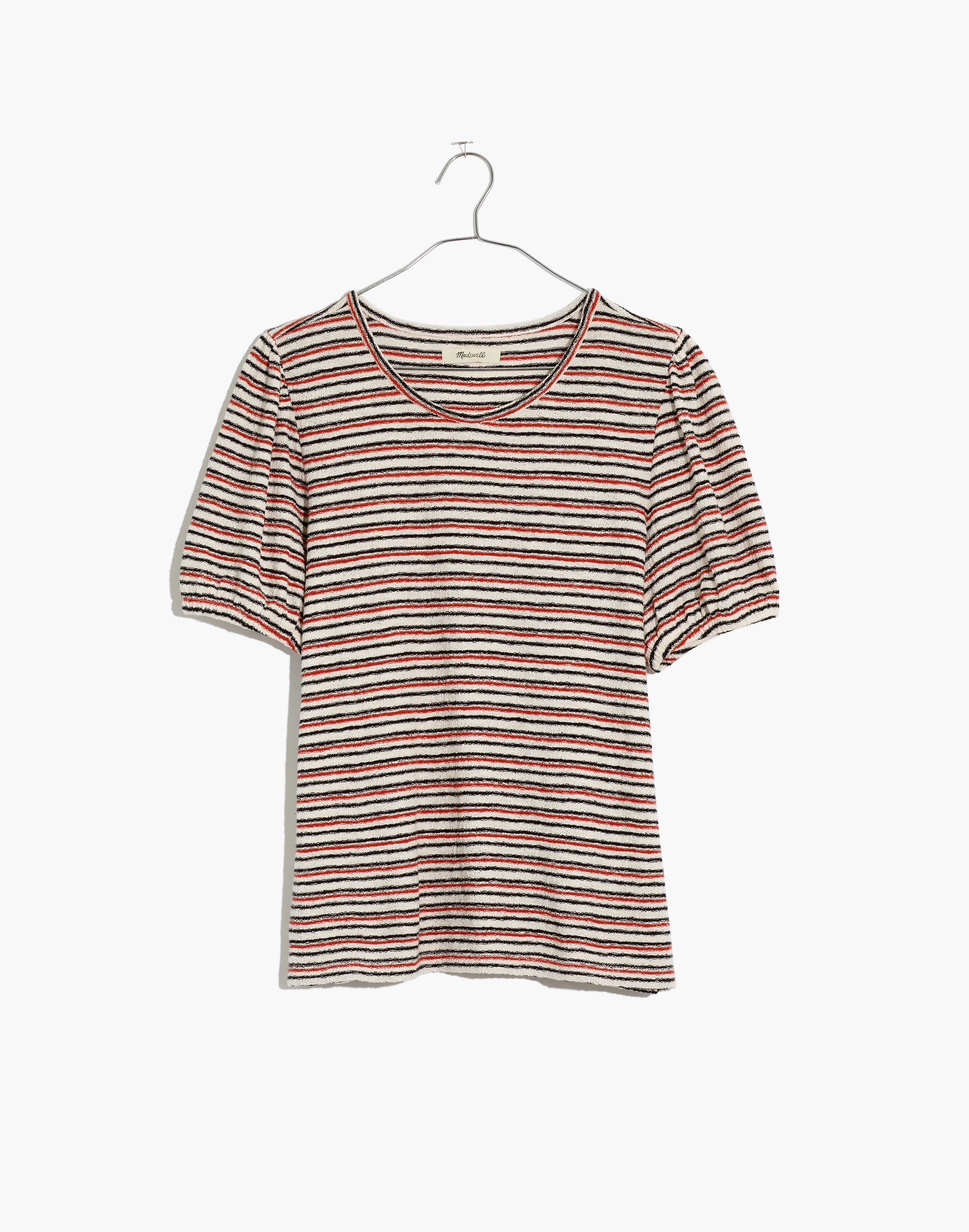 Superlight Jacquard Puff-Sleeve Tee in Stripe