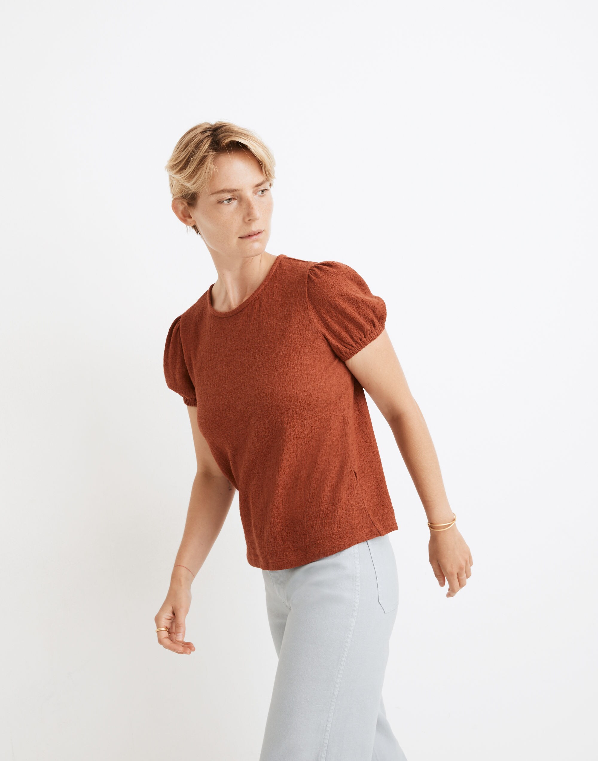 Superlight Jacquard Puff-Sleeve Tee